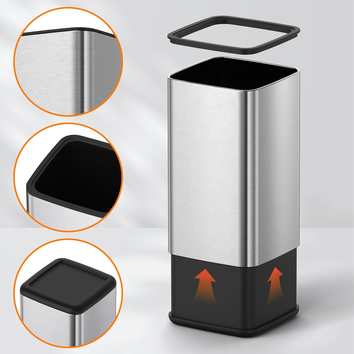 Thumbnail 5 de Mbillion Offener Mülleimer 9L aus Edelstahl – schlankes, fingerabdruckresistentes Design für Bad & Büro