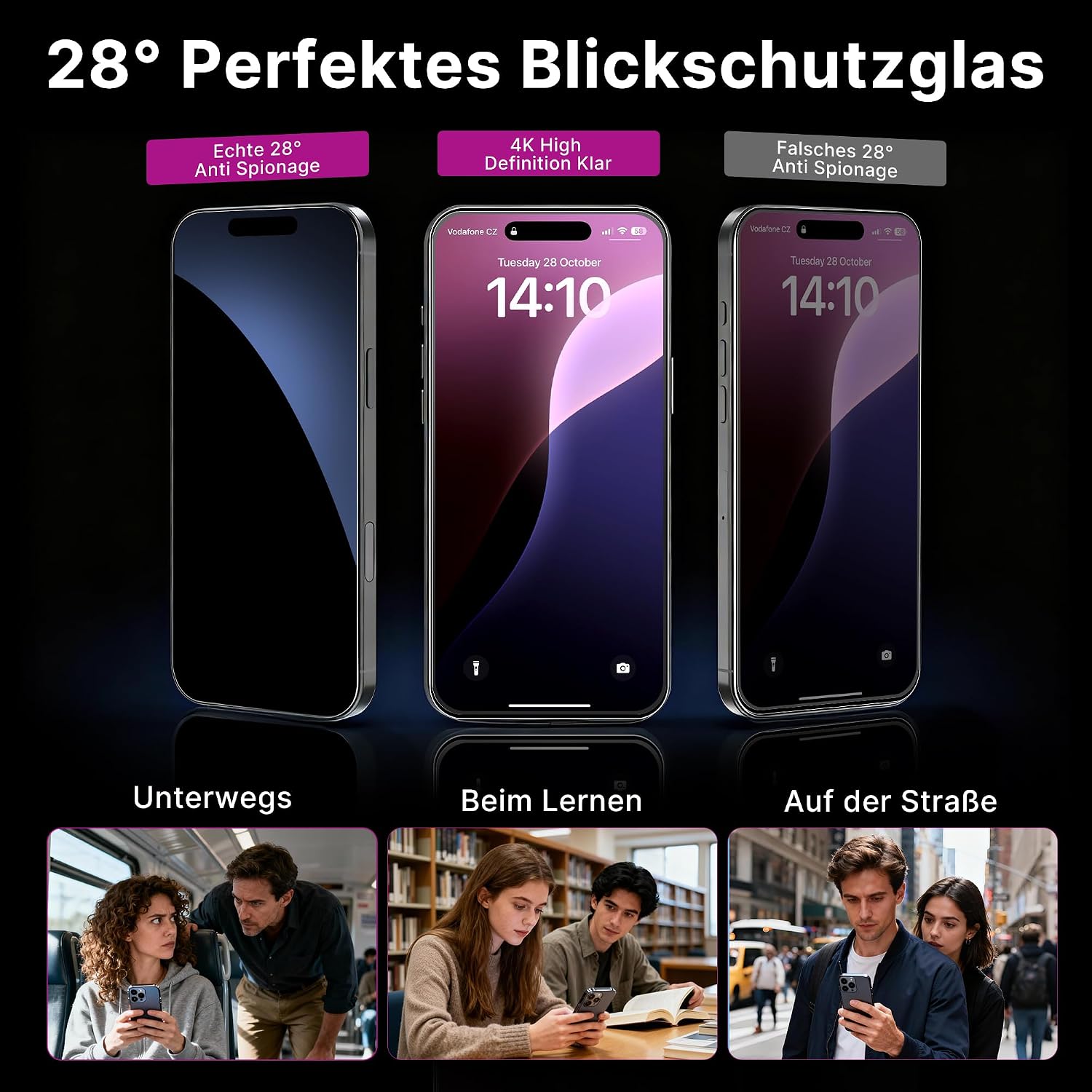 Thumbnail 2 de TUFFGLAS Sichtschutz Panzerglas iPhone 15 Pro