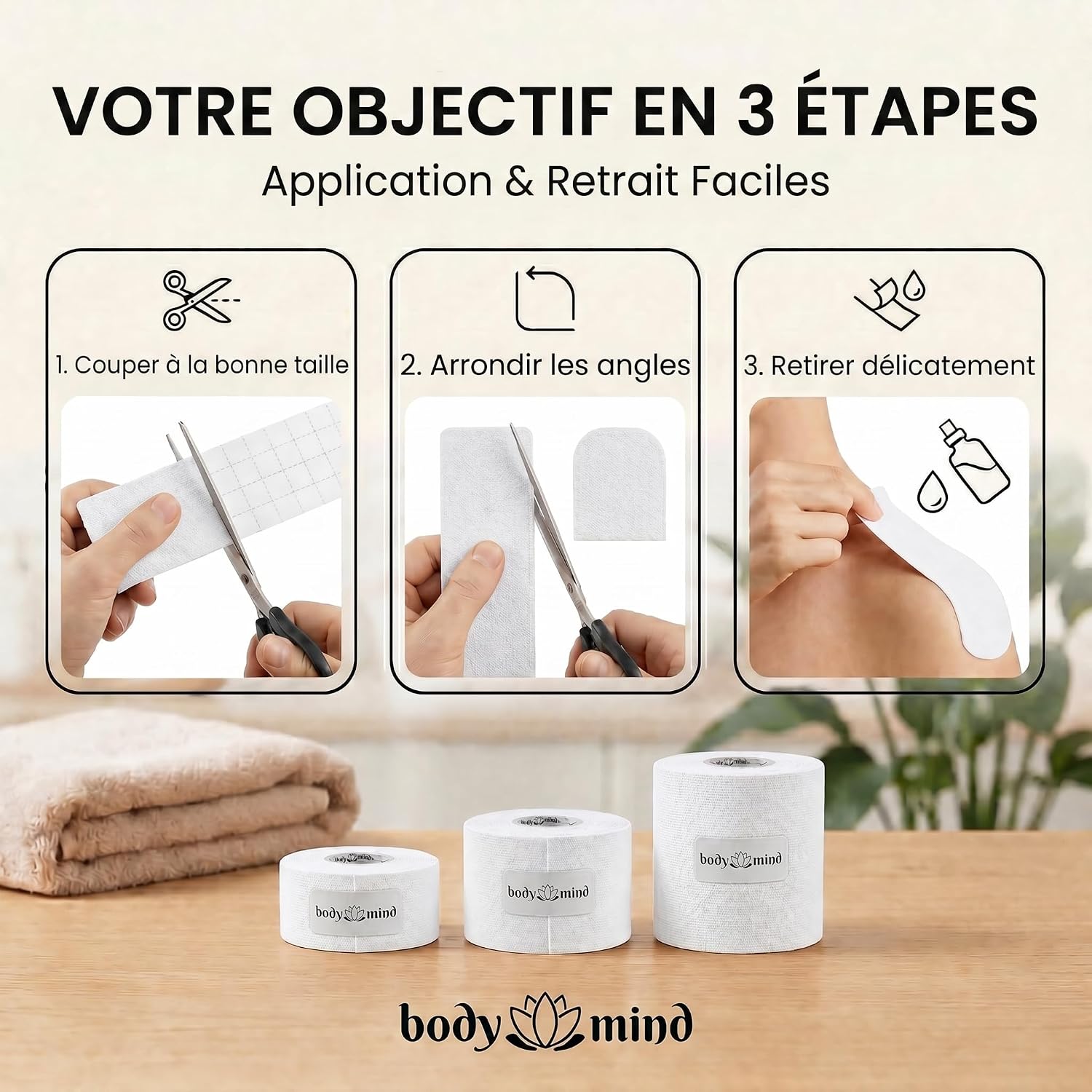 Thumbnail 4 de Body & Mind Ruban Kinésiologique Élastique 5 m — coton respirant, 3 largeurs et 6 couleurs