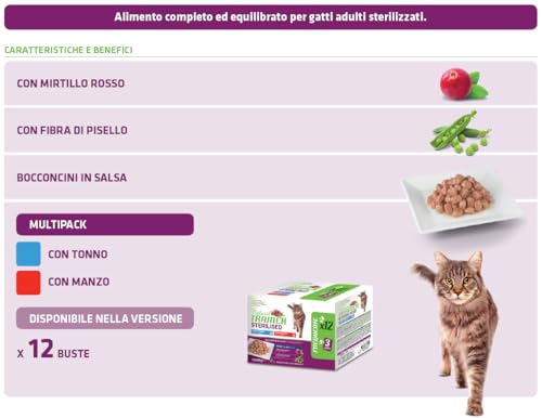 Thumbnail 2 de Natural Trainer Cibo Umido per Gatti Adulti Sterilizzati, Multipack Tonno e Manzo 12 x 85 g