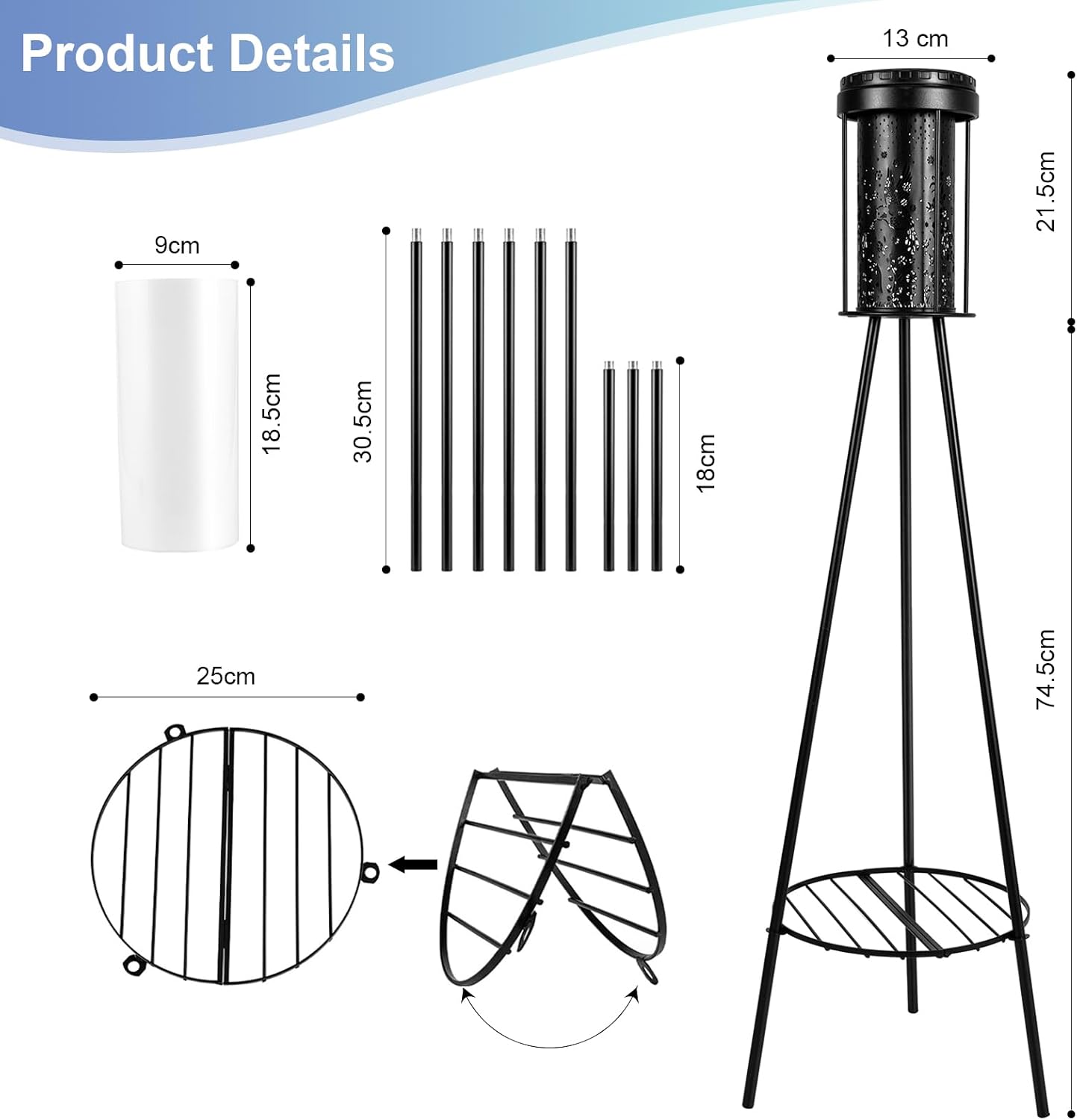 Detalle de Auting Lanterne solaire colibri IP65 sur pied en métal – éclairage poétique pour jardin