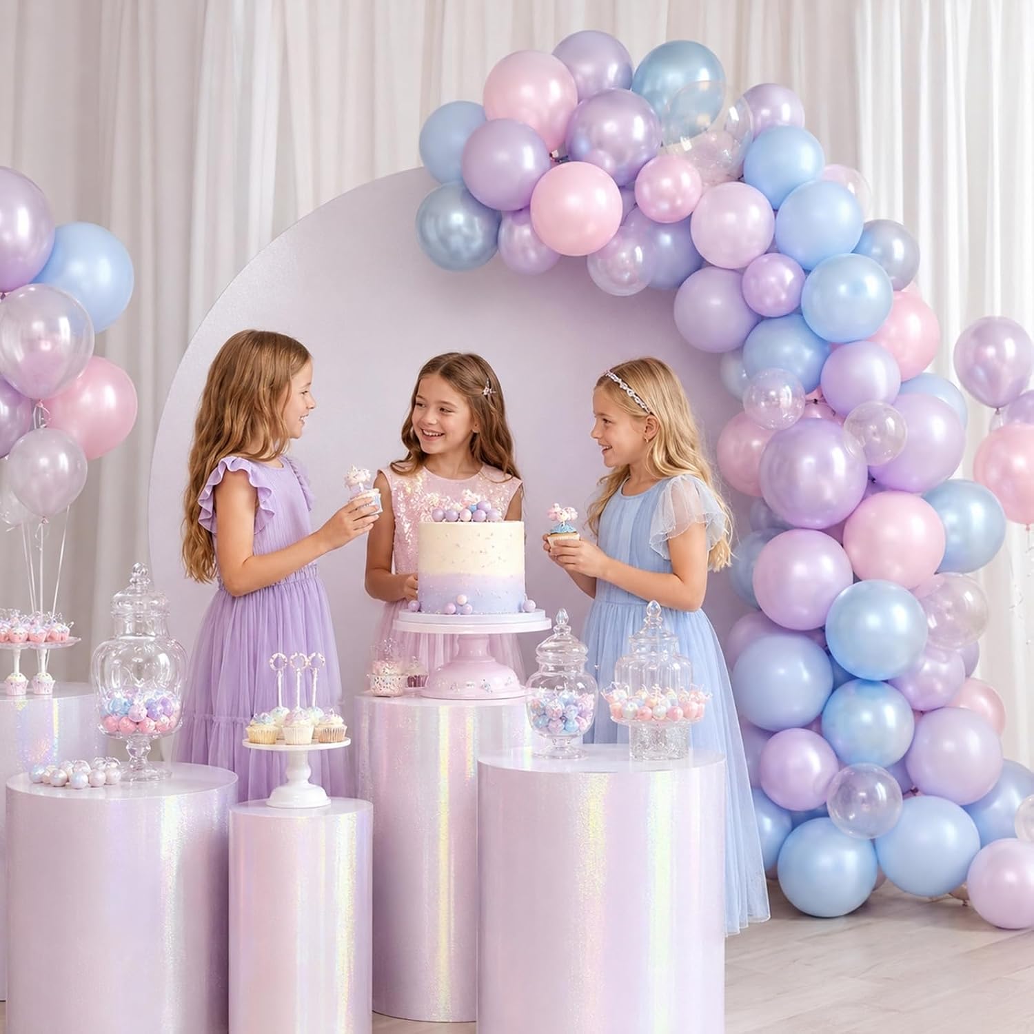 Detalle 2 de Sowide 50-Piece 12-Inch Mermaid Balloons in Pastel, Pearl, and Metallic Colors