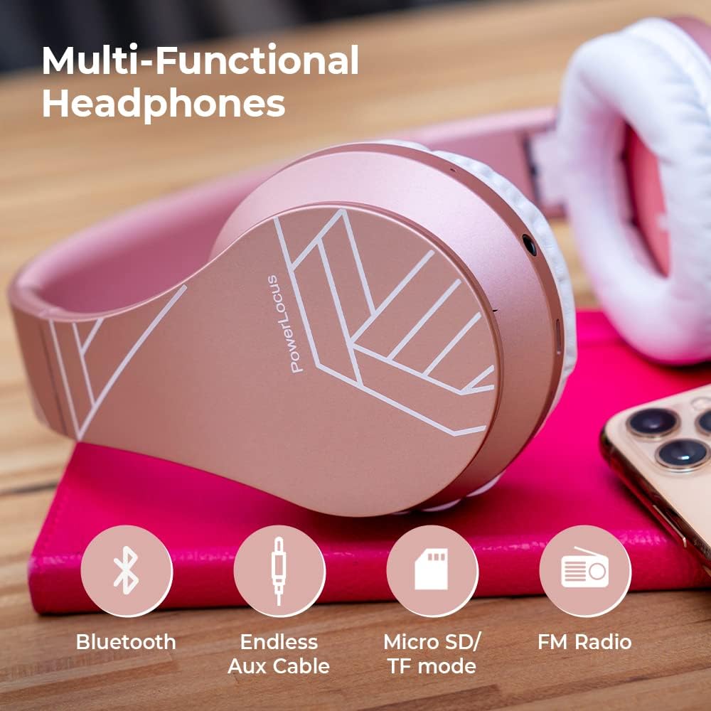 Detalle 2 de PowerLocus Bluetooth Headphones Over Ear with Microphone and FM Radio