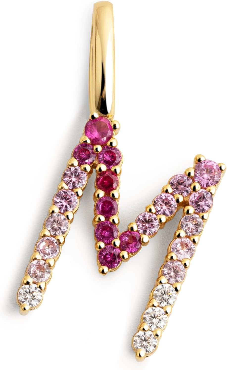 Detalle de SINGULARU Charm Letter Spark Sakura: Ciondolo lettere in Argento Sterling 925 placcato oro 18Kt con zirconi