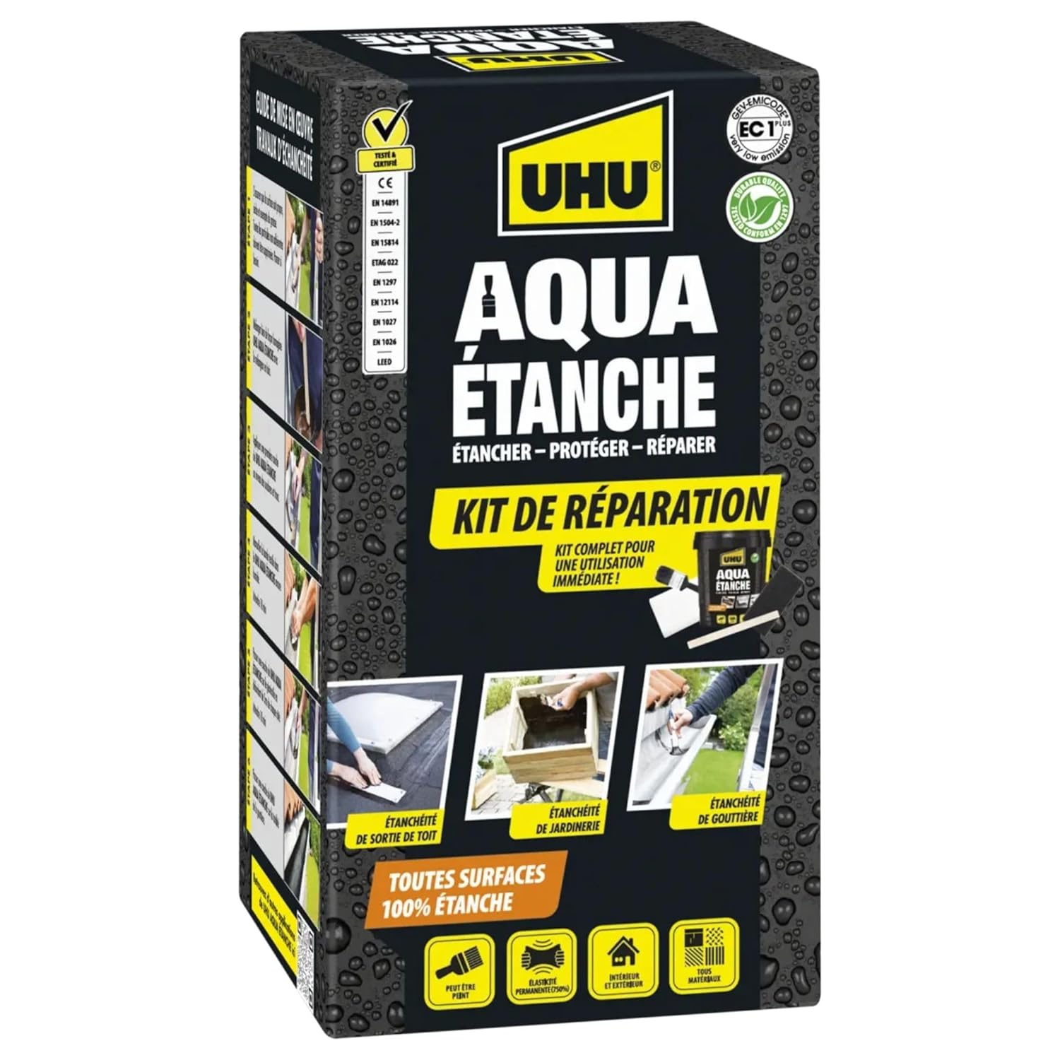 UHU Aqua Etanche – Kit de Réparation Complet avec Enduit d'Étanchéité (750 ml)