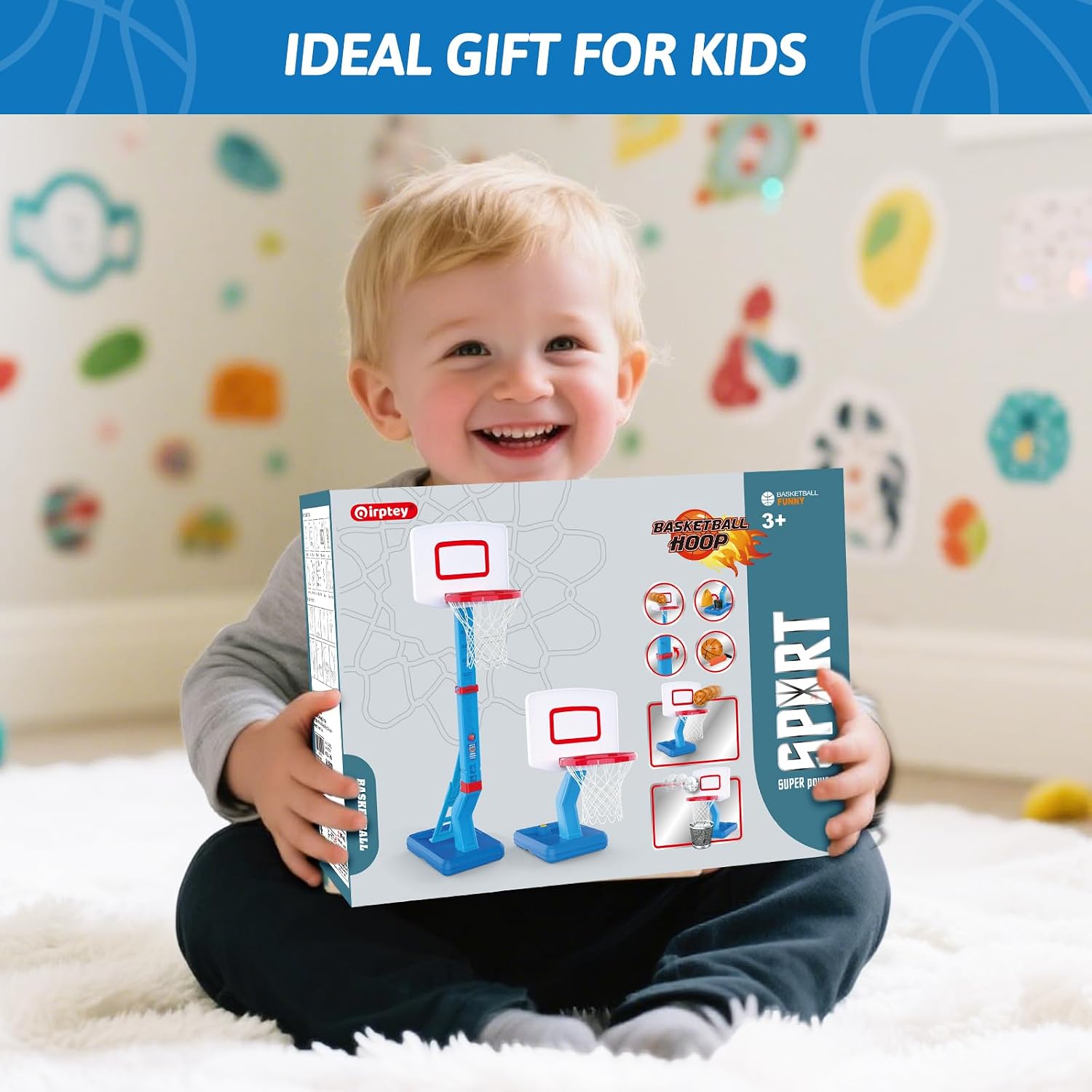 Thumbnail 6 de Basketball Hoop and Stand for Kids: Adjustable Height 2'3"–4'7" with Balls