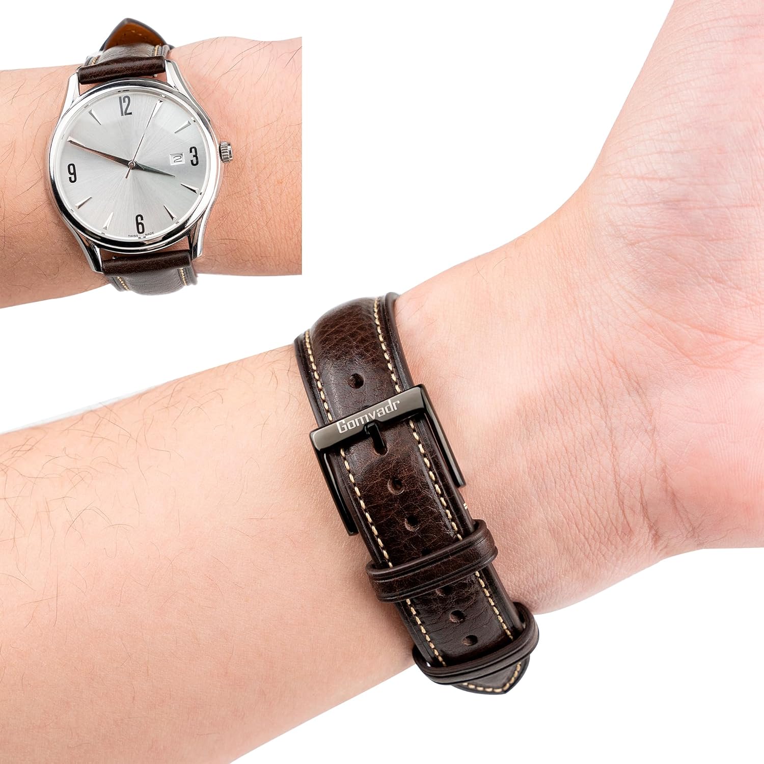 Thumbnail 4 de Gomvadr Leder-Uhrenarmband aus pflanzlich gegerbtem Rindsleder mit Schnellspanner (20 mm bis 22 mm, XL/XXL)