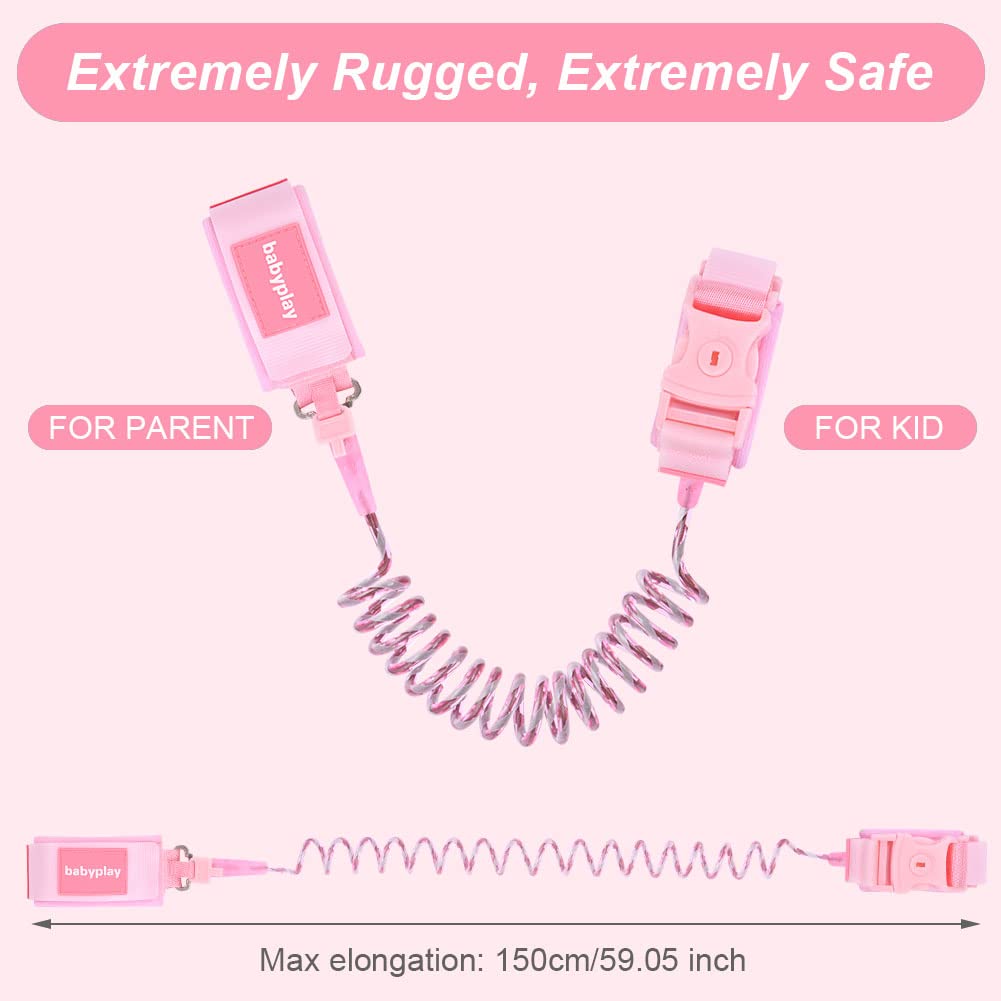 Detalle 2 de AOMIG Baby Anti-verloren Gürtel mit 360° Drehfunktion und Sicherheitsschloss (rosa)