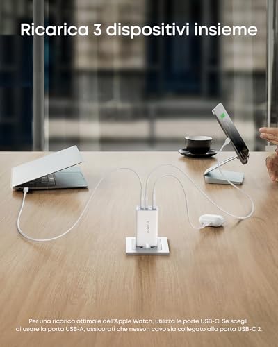 Detalle de Anker Caricatore USB C rapido 735 (Nano II 65W) – Pod a 3 Porte PPS
