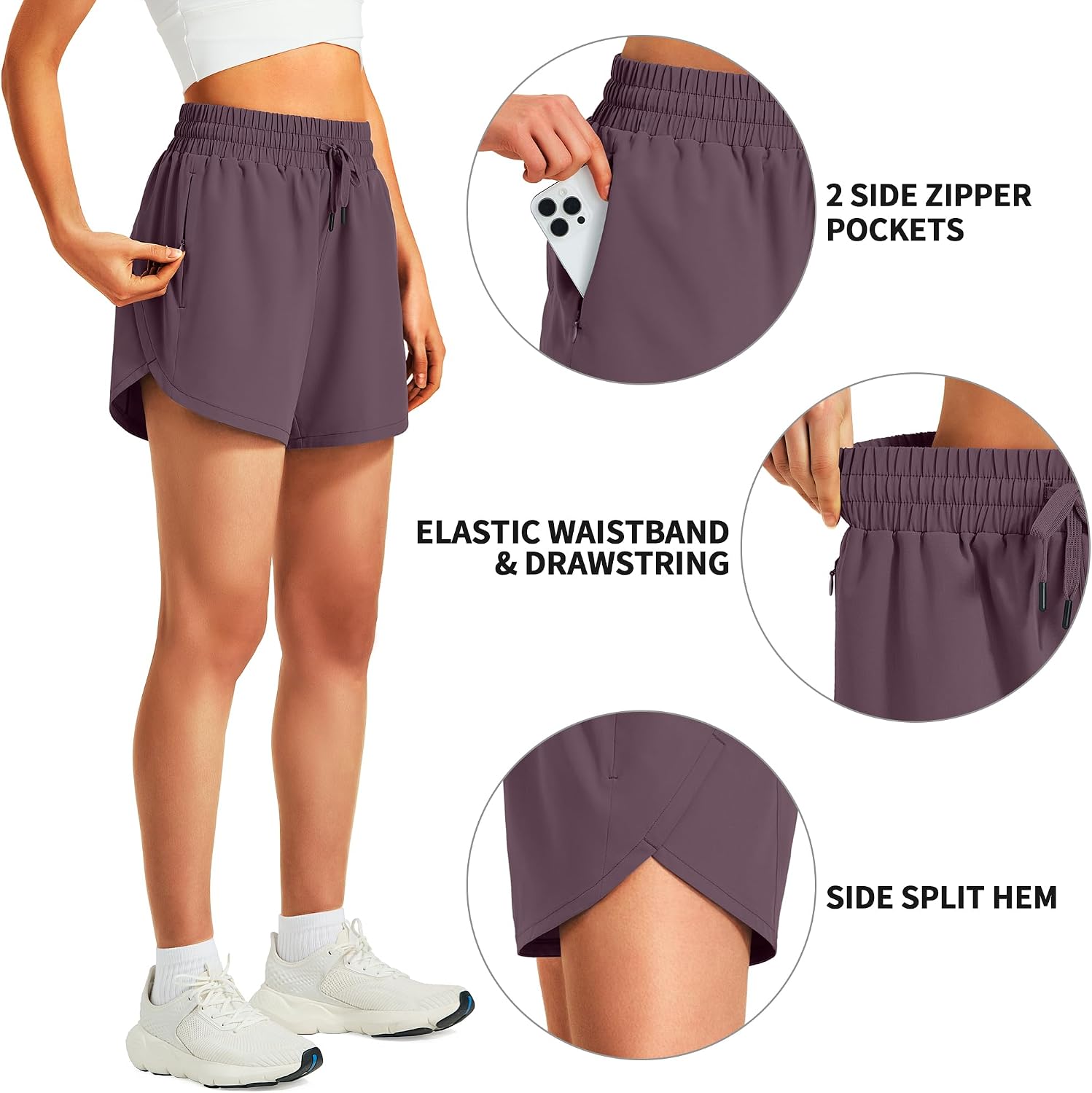 Thumbnail 6 de Hugut Women's Running Shorts, 5-Inch Inseam