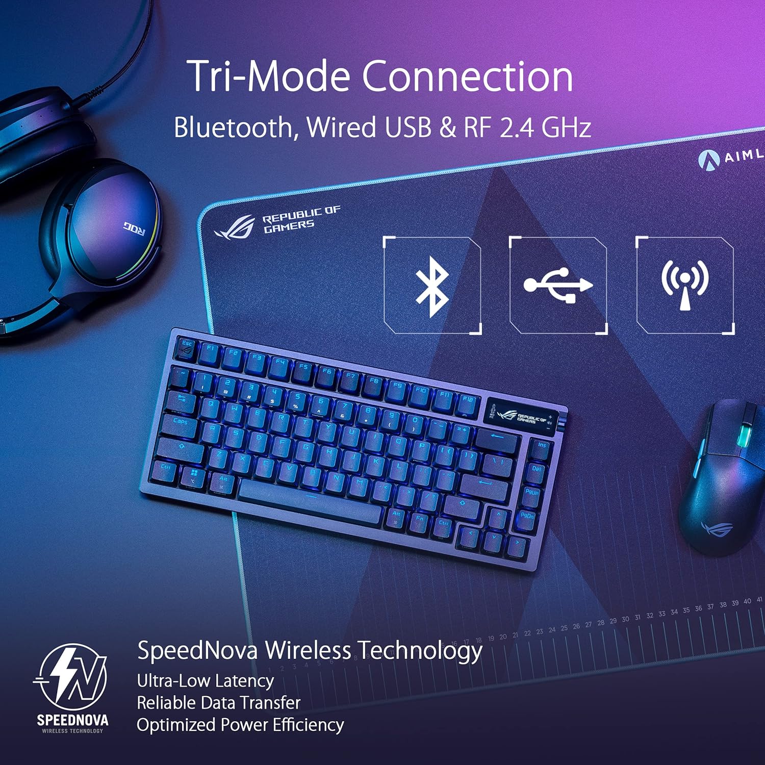 Thumbnail 2 de ASUS ROG Azoth tastiera gaming wireless personalizzabile con display OLED e switch ROG NX Rossi (layout Italia) nero