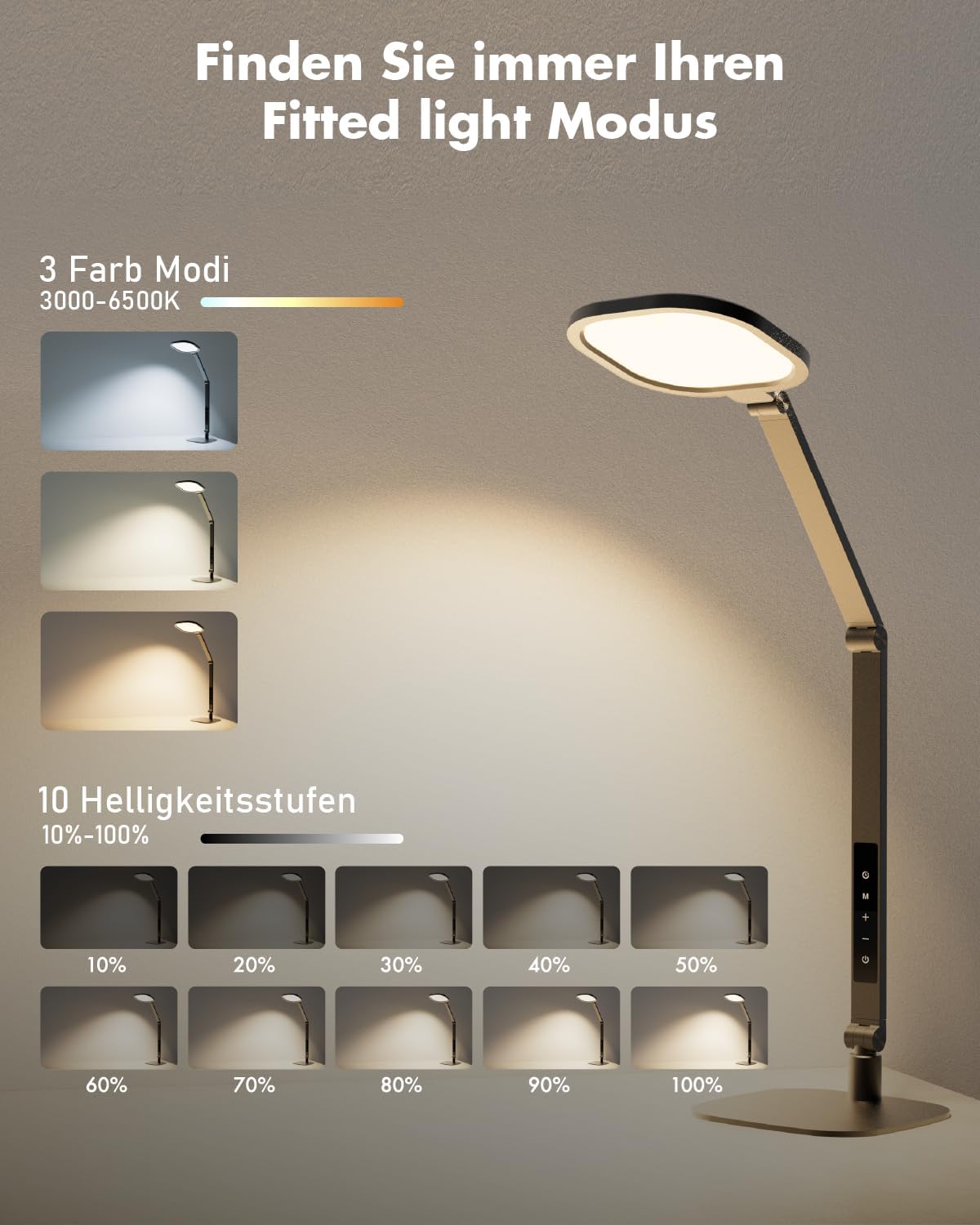 Detalle 2 de LitONES Schreibtischlampe 15W LED‑Tageslichtlampe