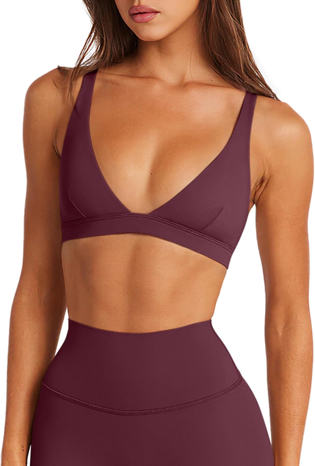 Thumbnail 6 de LASLULU Women's Deep V-Neck Padded Wireless Sports Bra: Low-Impact Yoga to Gym Crop Top