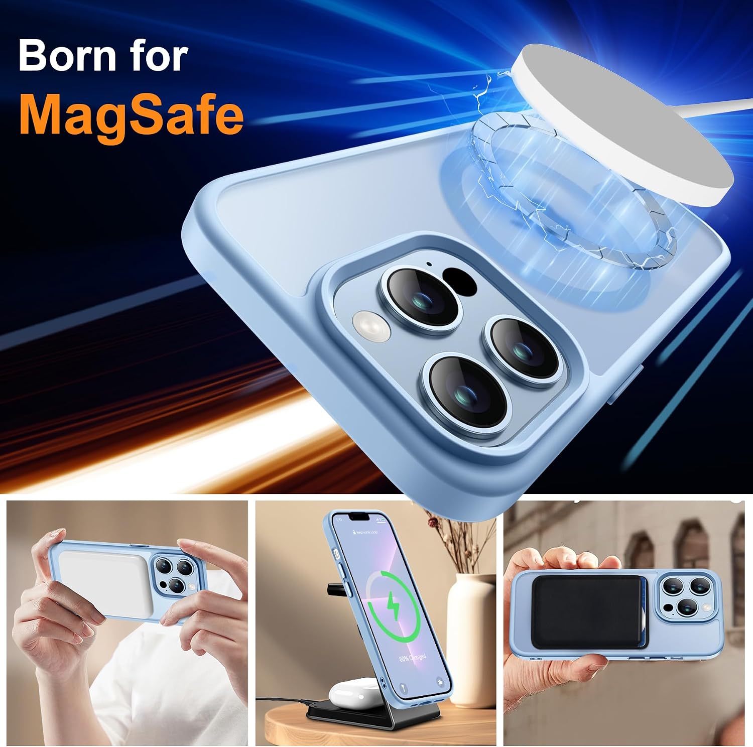 Detalle 2 de ORETECH Hülle 6,7 Zoll iPhone 13 Pro Max Sierra Blau