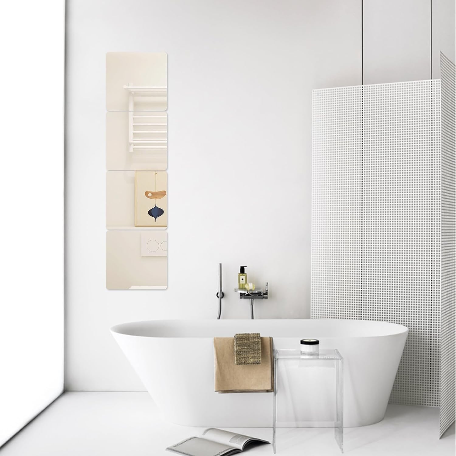 Detalle de Hode Miroir Adhésif Mural – Miroir autocollant en plastique 20×20 cm, 8 pièces