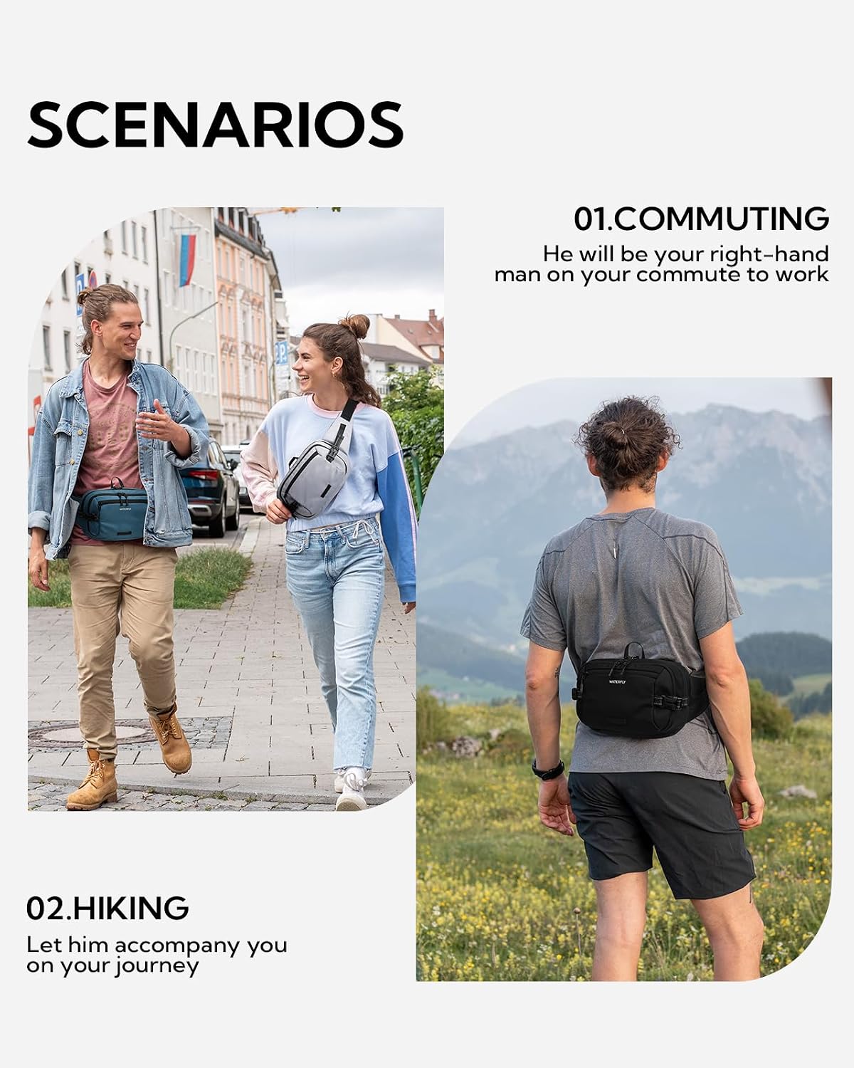 Thumbnail 6 de Waterfly 3L Large Bum Bag with RFID Blocking: Practical, Hands-Free Storage for Travel and Outdoors