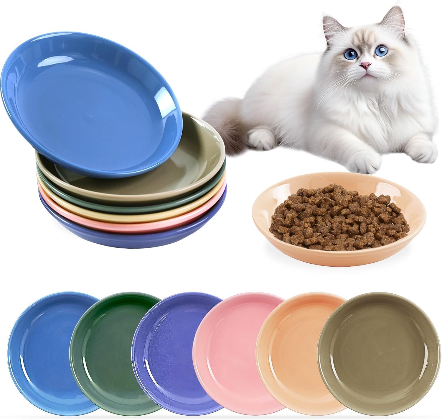 Thumbnail 6 de Galerie SV 6 Stück Katzennäpfe aus Keramik – erhöhter Napf für Katzen, weiß