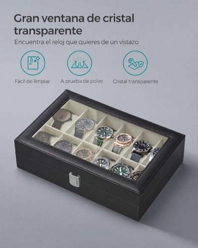 Thumbnail 3 de SONGMICS Caja de Relojes con 12 Compartimentos y Tapa de Cristal