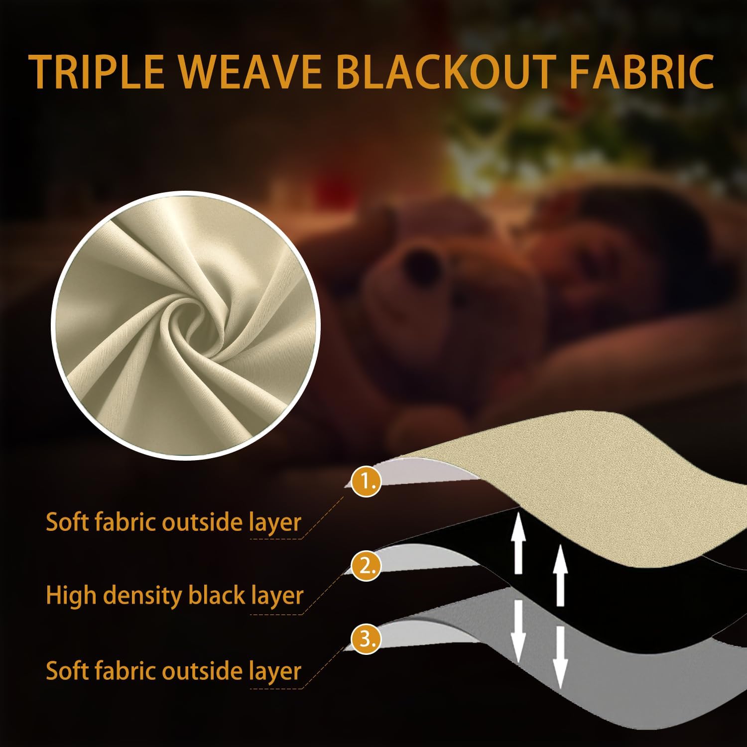 Thumbnail 6 de KOUFALL Beige Blackout Curtains 84-Inch - 70-80% Block, Triple-Weave 3-Pass for Living Room & Bedroom