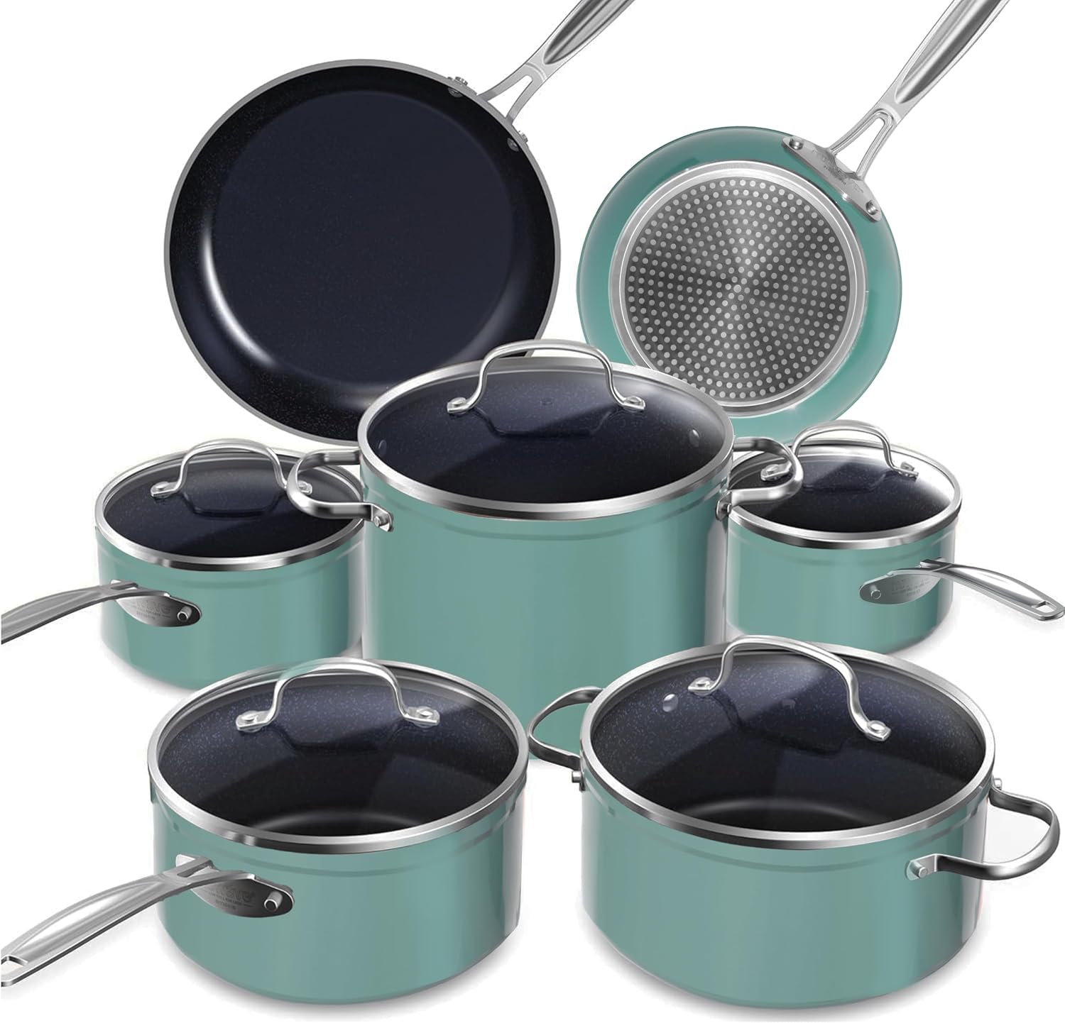 Detalle de Nuwave Healthy Duralon Blue Ceramic Cookware Set