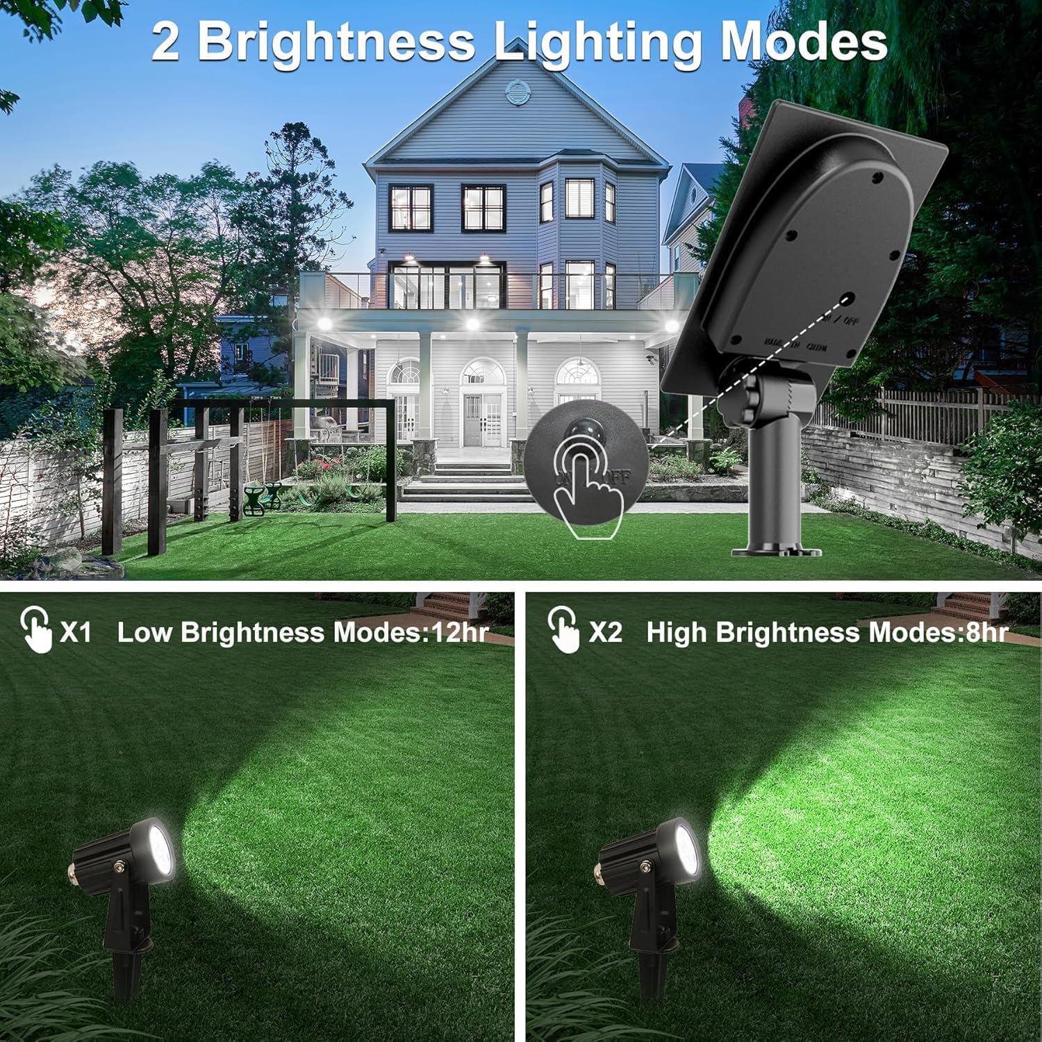Thumbnail 3 de NATPOW Gartenstrahler Solar mit LED, IP65 und 2 Helligkeitsstufen (6000K) – für Wege, Hof & Einfahrt