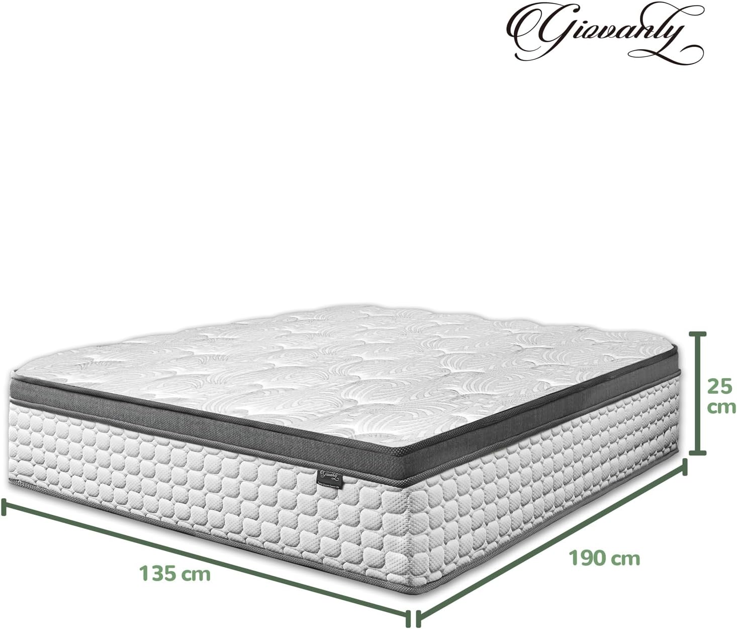 Detalle de Giovanly 10 Inch Double Hybrid Mattress 135x190 cm