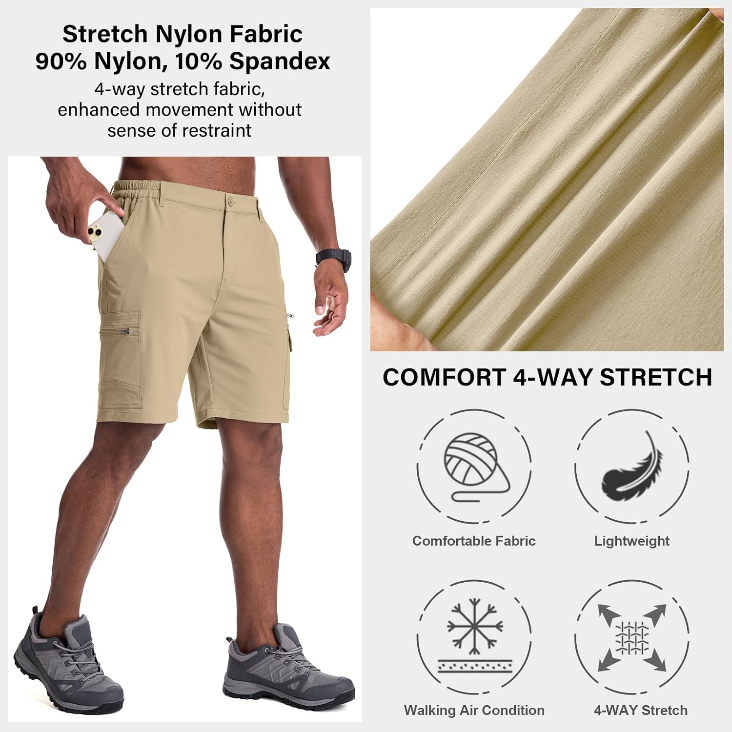 Thumbnail 4 de Mens Outdoor Fishing Shorts, UPF 50, Quick Dry