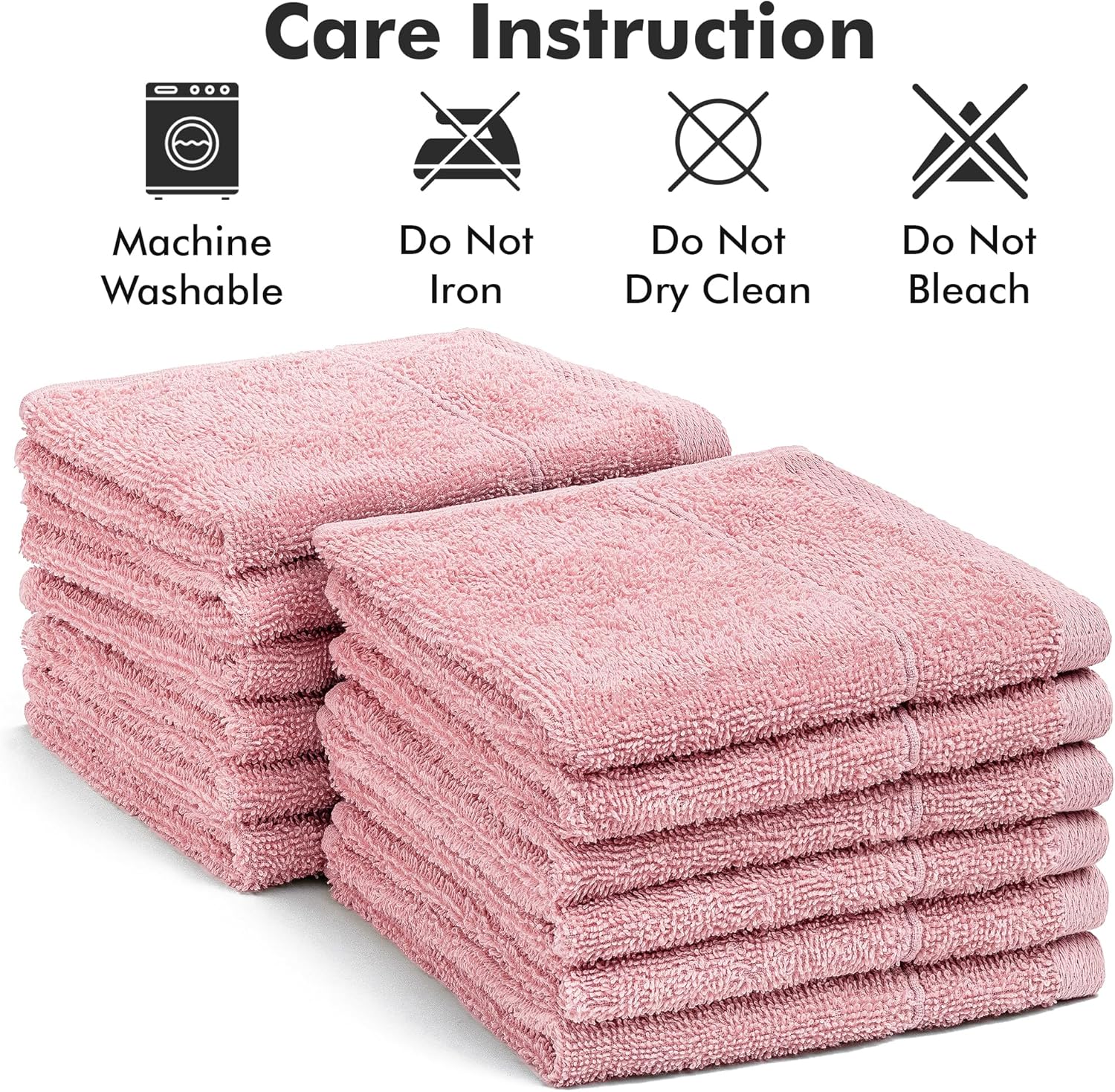 Thumbnail 6 de Novo Home Face Towels Pack of 12 – 100% Cotton, 30x30cm, Baby Pink