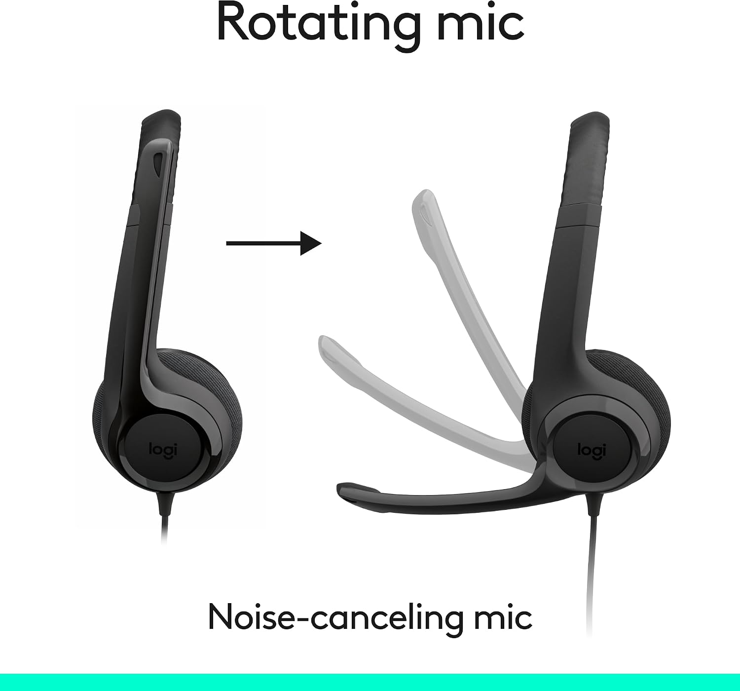 Thumbnail 2 de Logitech H391 Wired USB-C Headset, Graphite, Inline Controls, Noise-Canceling Mic