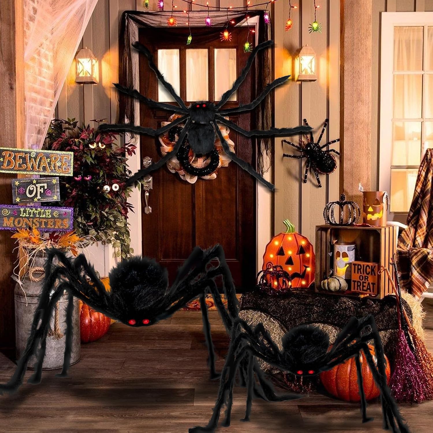 Detalle 2 de Giant Halloween Spider Decorations, 59-inch set