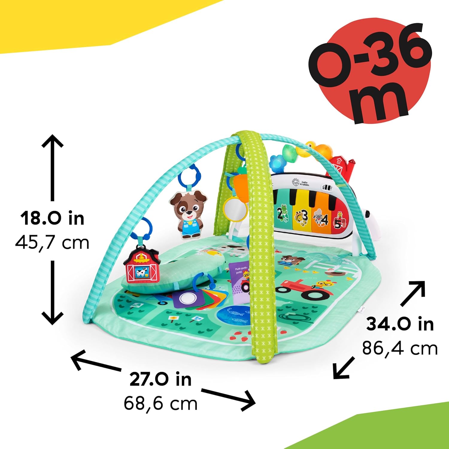 Detalle de Baby Einstein Farm Explorers 4-in-1 Kickin' Tunes Musical Meadow – Spielbogen mit Piano