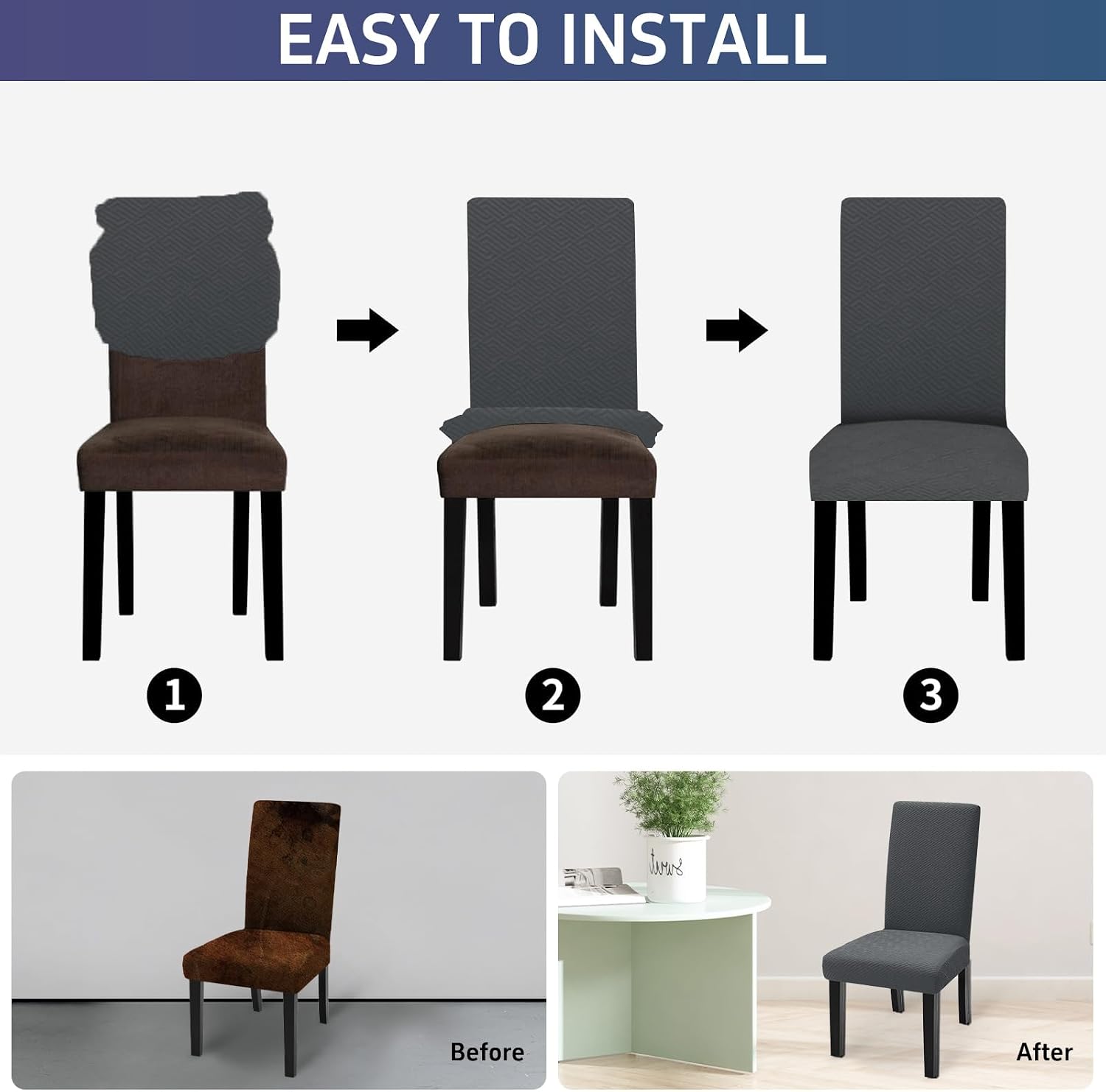 Thumbnail 5 de YSTELLAA Housse De Chaise 6 Pièces