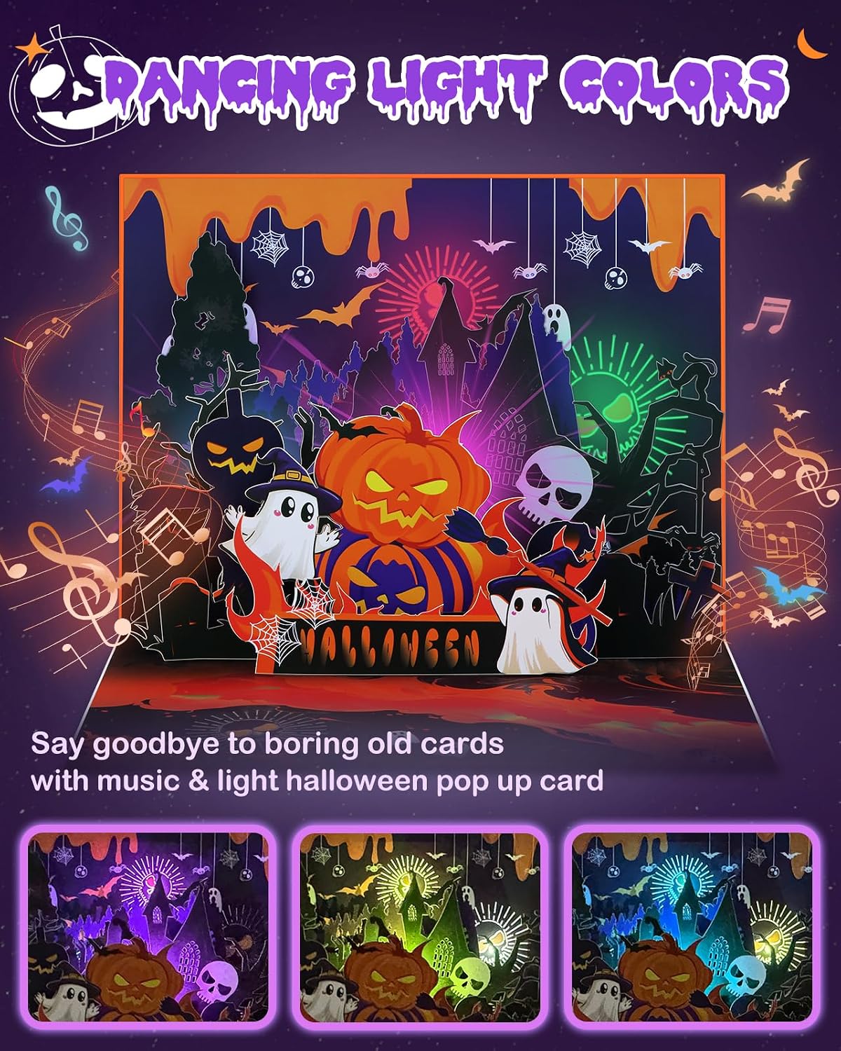 Detalle 2 de FaCraft Musical Halloween Pop-Up Card with Synchronized Lights and Music