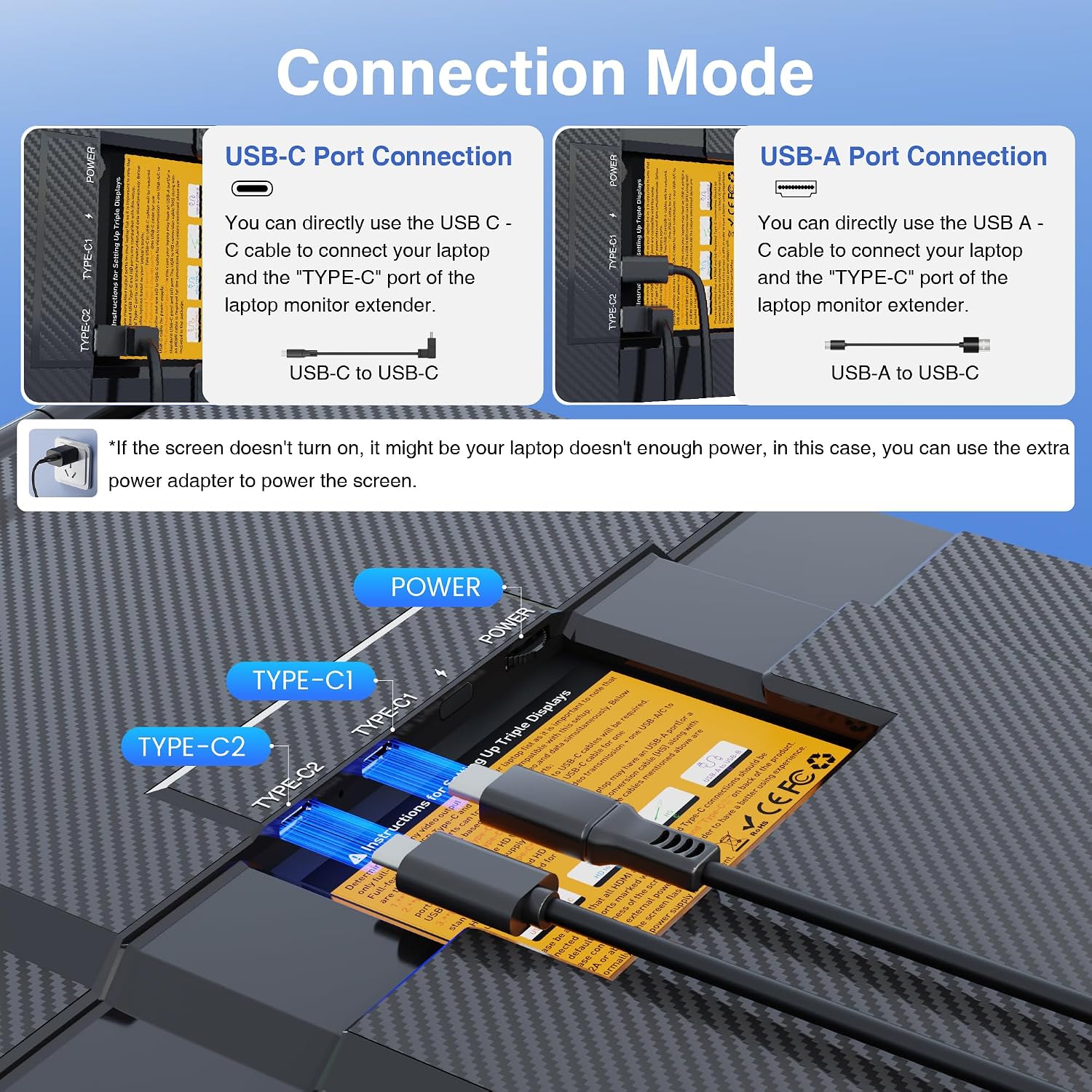 Detalle 1 de Cybotioe One Cable Connect 15.6-Inch 1080p Triple-Screen Laptop Extender