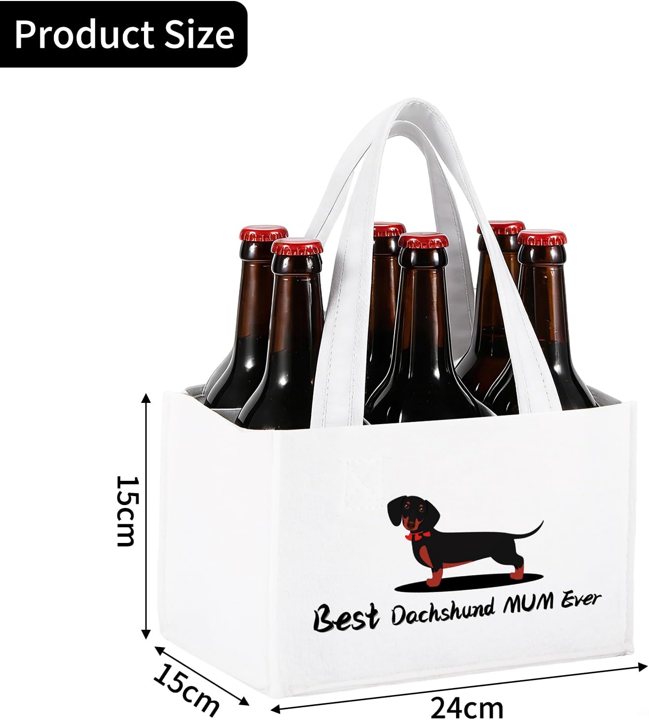 Detalle de UV STYLISH Dachshund Sausage Dog Felt 6-Pack Bottle Carrier Bag