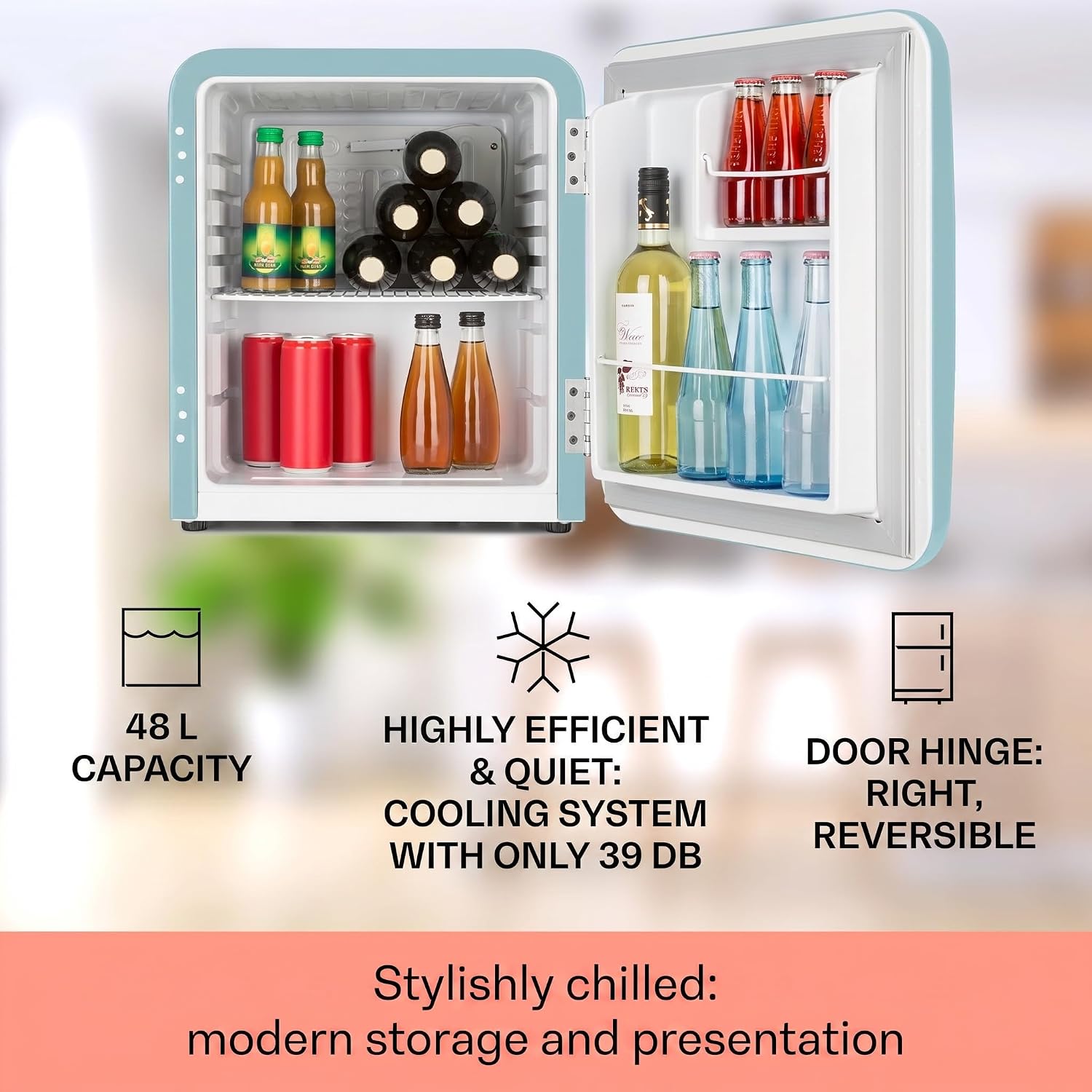 Thumbnail 1 de Klarstein Audrey 48 Mini Fridge, 48L Retro Design with Adjustable Shelves