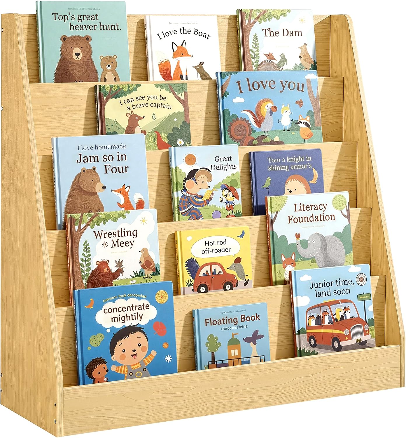 Detalle de SONGMICS UGKR076YZ01 Kids Bookcase, 5-Tier Front-Facing Shelves, Yellow