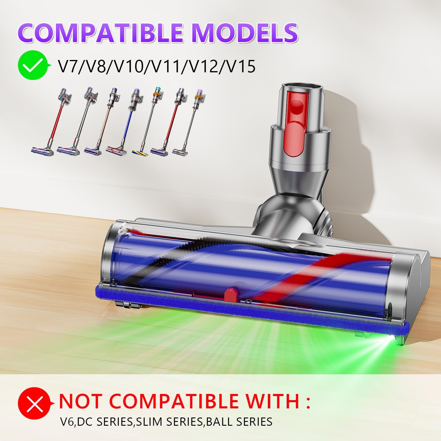 Thumbnail 1 de Spazzola elettrica compatibile con Dyson V7, V8, V10, V11 e V15 con testina a turbina e attacco a sgancio rapido