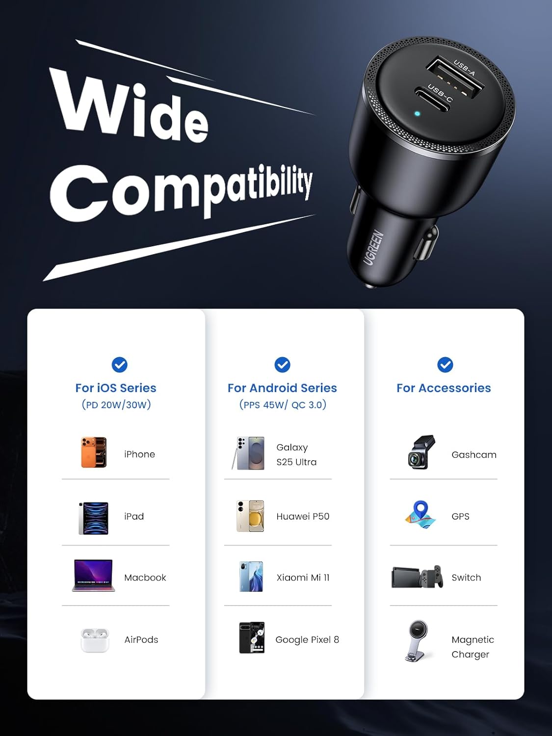 Thumbnail 5 de UGREEN 63W USB C Car Charger