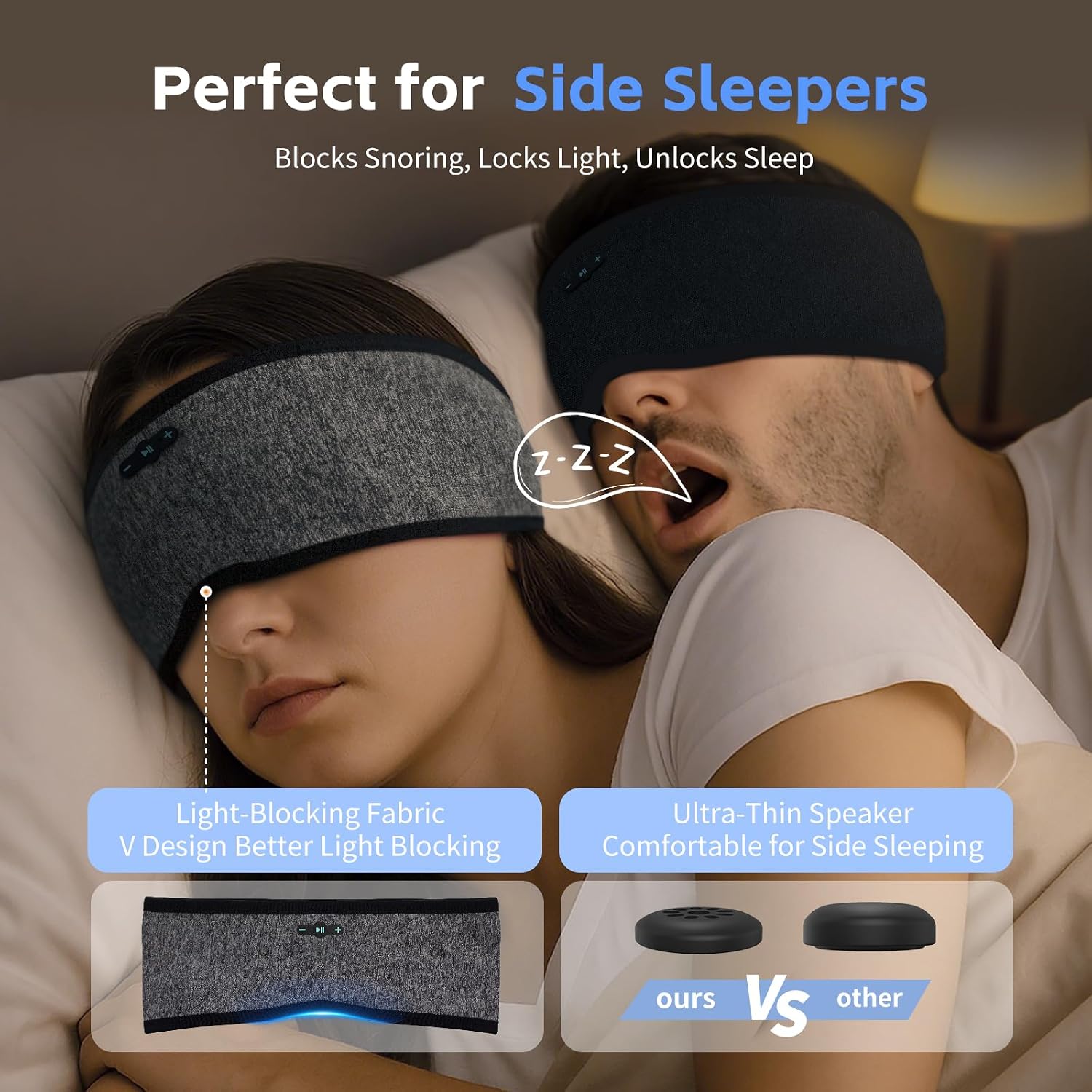 Detalle 2 de Veeniitosr Sleep Headphones Bluetooth 6.0 Headband — 3-in-1 Sleep, Workout & Eye Mask