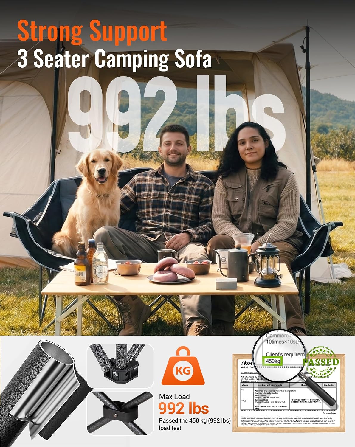 Detalle de KingCamp Double Camping Chair 300 kg