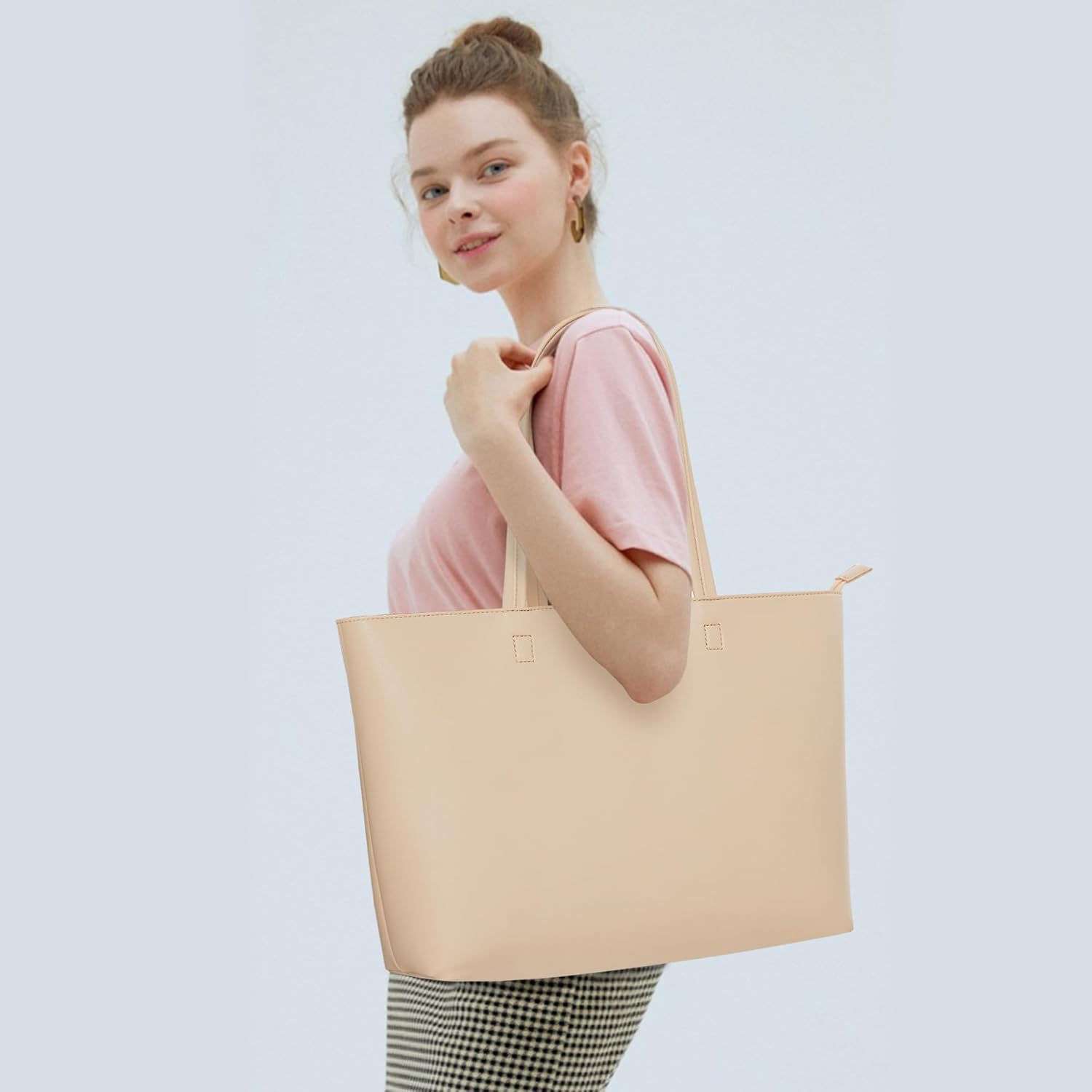 Detalle de KALIDI Tote Bag for Women: Large Shoulder Bag with Zipper, Waterproof PU