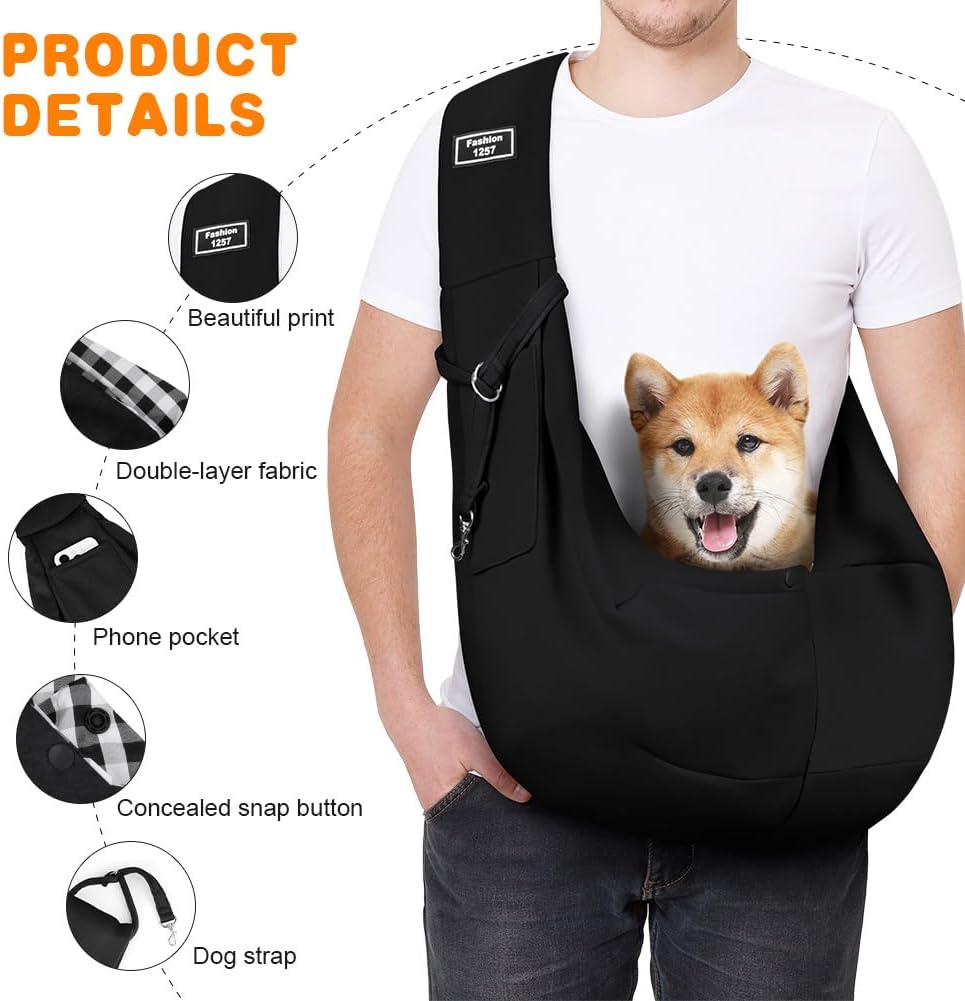 Detalle de AUYAO A - Zwart hondendraagtas van polyester, omkeerbaar, tot 7,5 kg