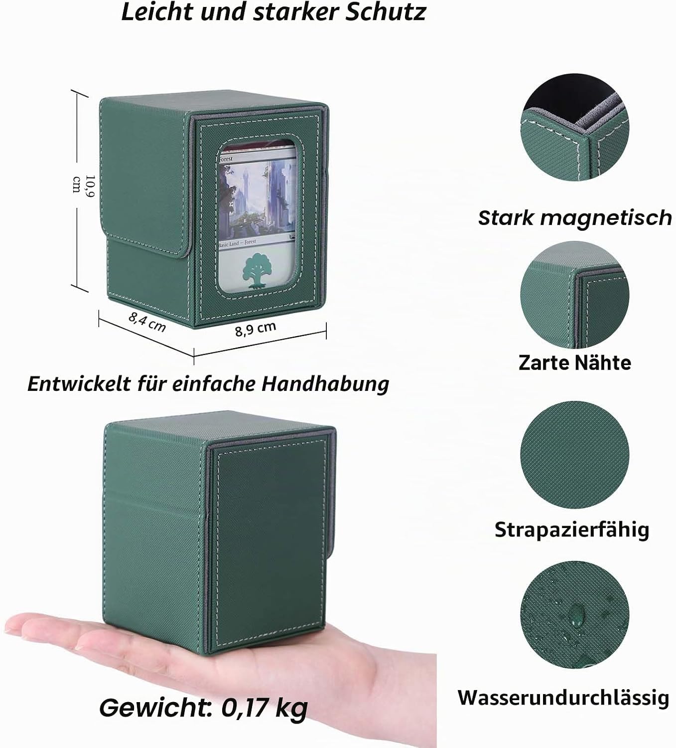Thumbnail 4 de AFIING MTG Commander-Displaybox – 100 Doppelhüllen-Karten, Displayfenster, 2 Trennwände & Würfelbeutel