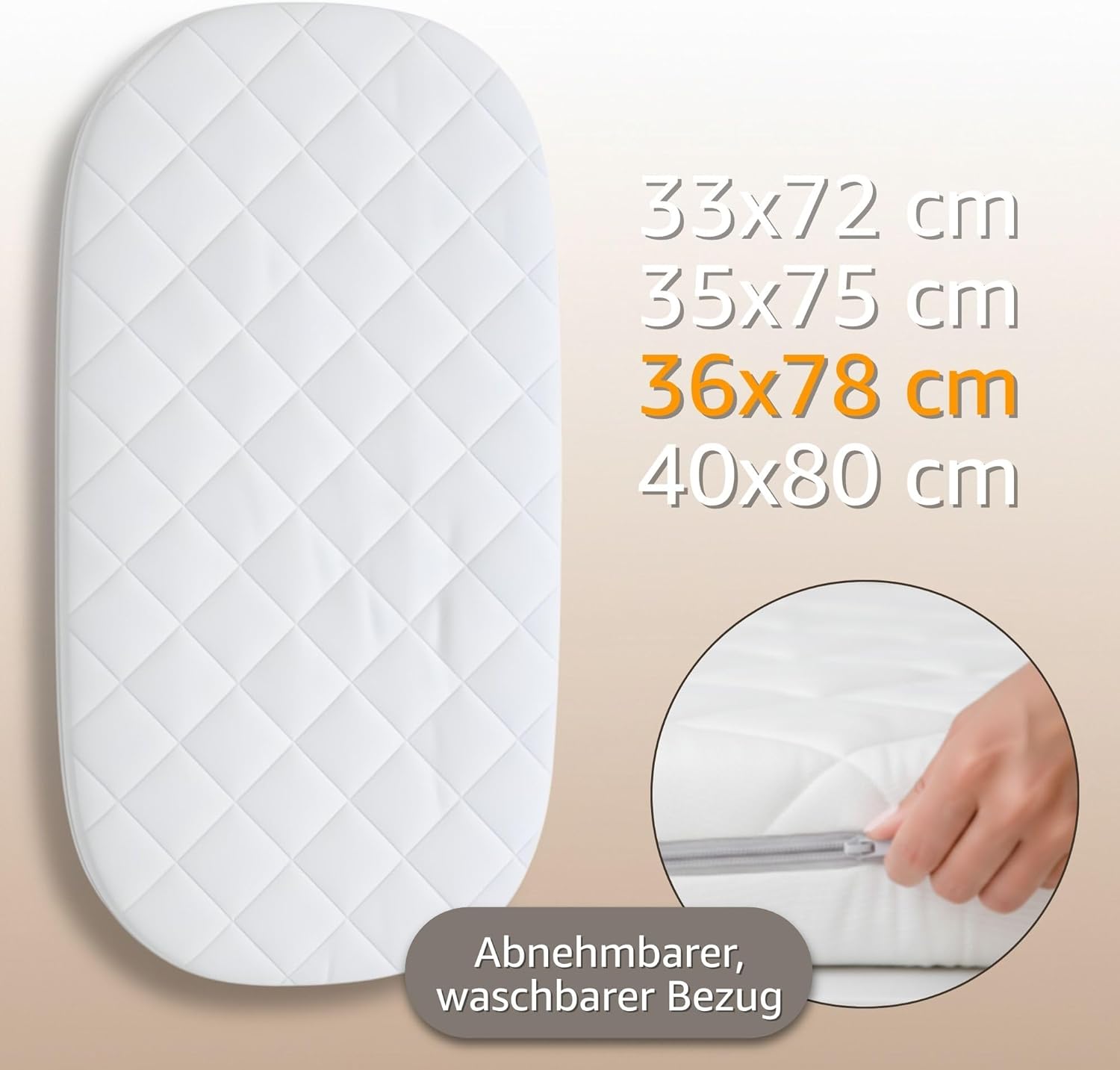 Detalle de Totsy Baby Stubenwagen Baby Matratzen / Kinderwagenmatratze 36 x 78 cm (Moseskorb, Beistellbett & Reisebett) mit abnehmbaren Bezug