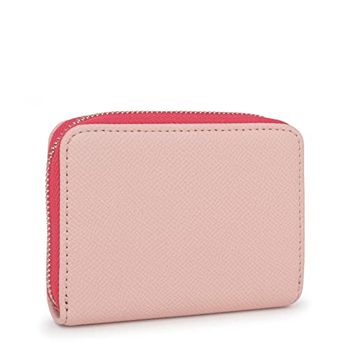 Thumbnail 1 de TOUS Monedero Mediano de Poliuretano con Efecto Saffiano en Beige y Rosa, Cierre Presión y Cremallera, Medidas 11 x 8 x 3 cm, Bonito y Chic, Colección Dubai