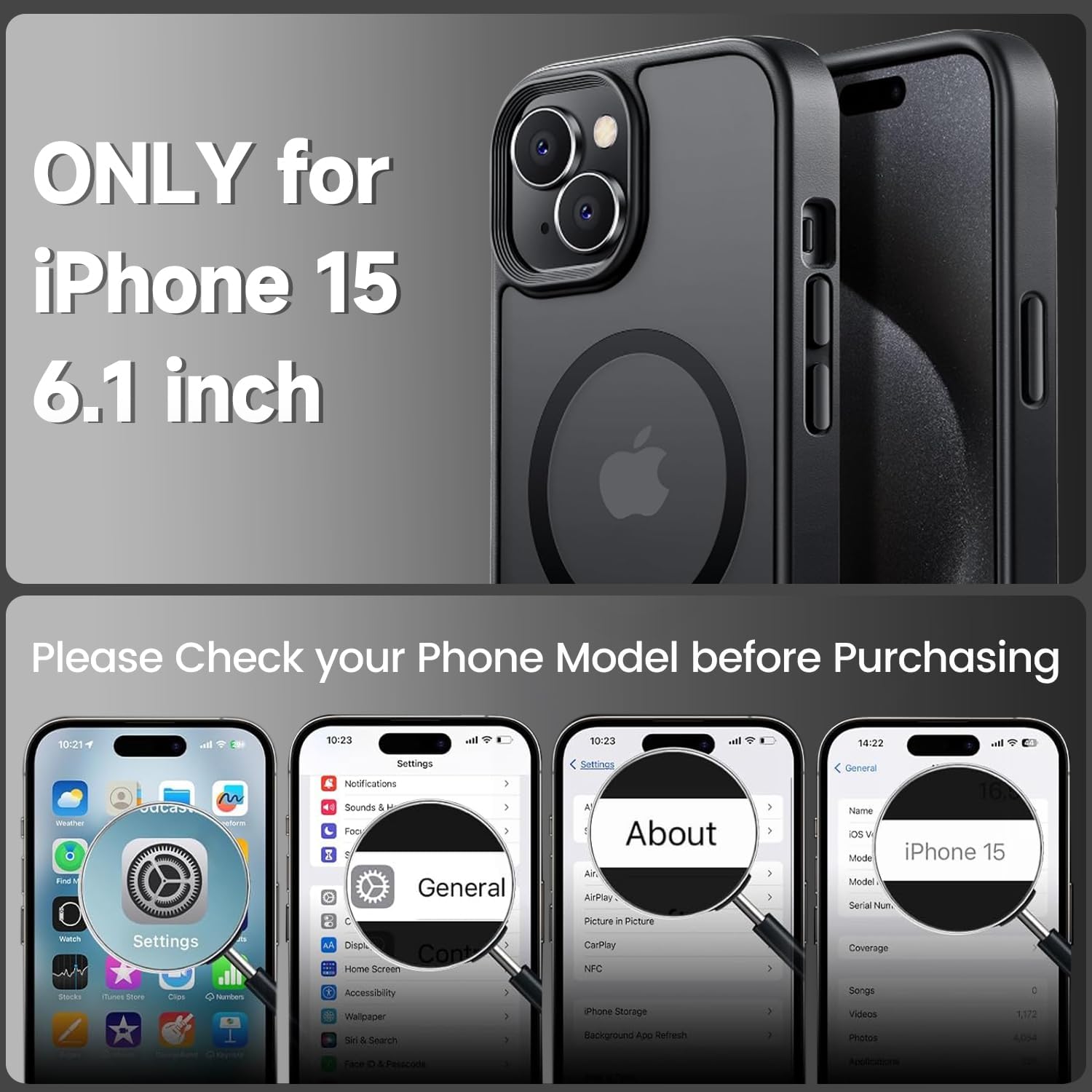 Thumbnail 1 de Tigowos Magnetic iPhone 15 Case — Matte Black