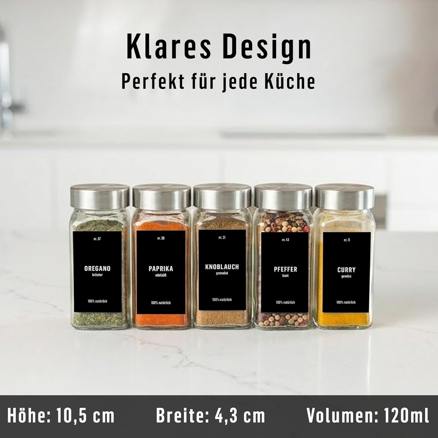 Detalle de Deco haus Gewürzgläser eckig 24er Set