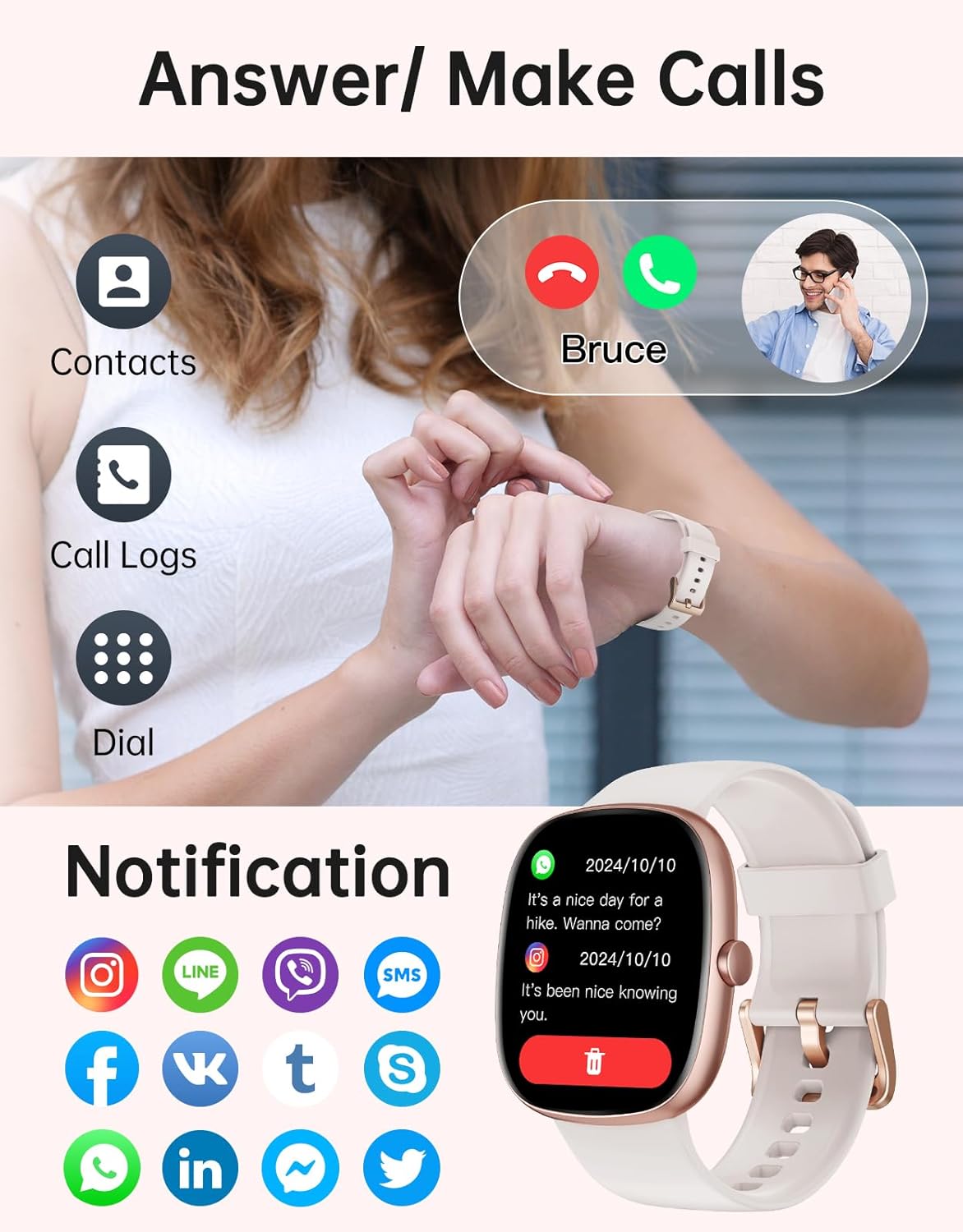 Detalle 2 de HUAKUA Smart Watch for Women fitness tracker