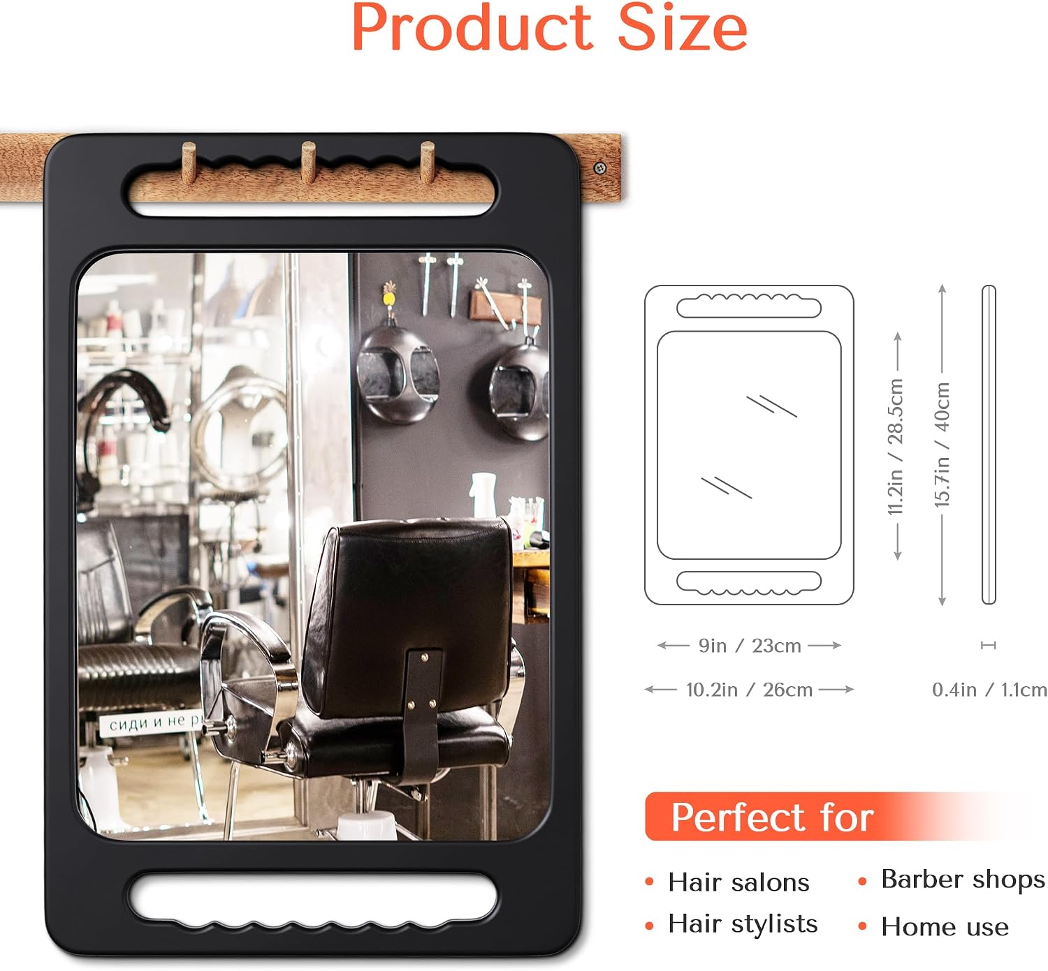 Thumbnail 1 de TASALON Unbreakable Barber Mirror – Hand Mirror with Double Handle